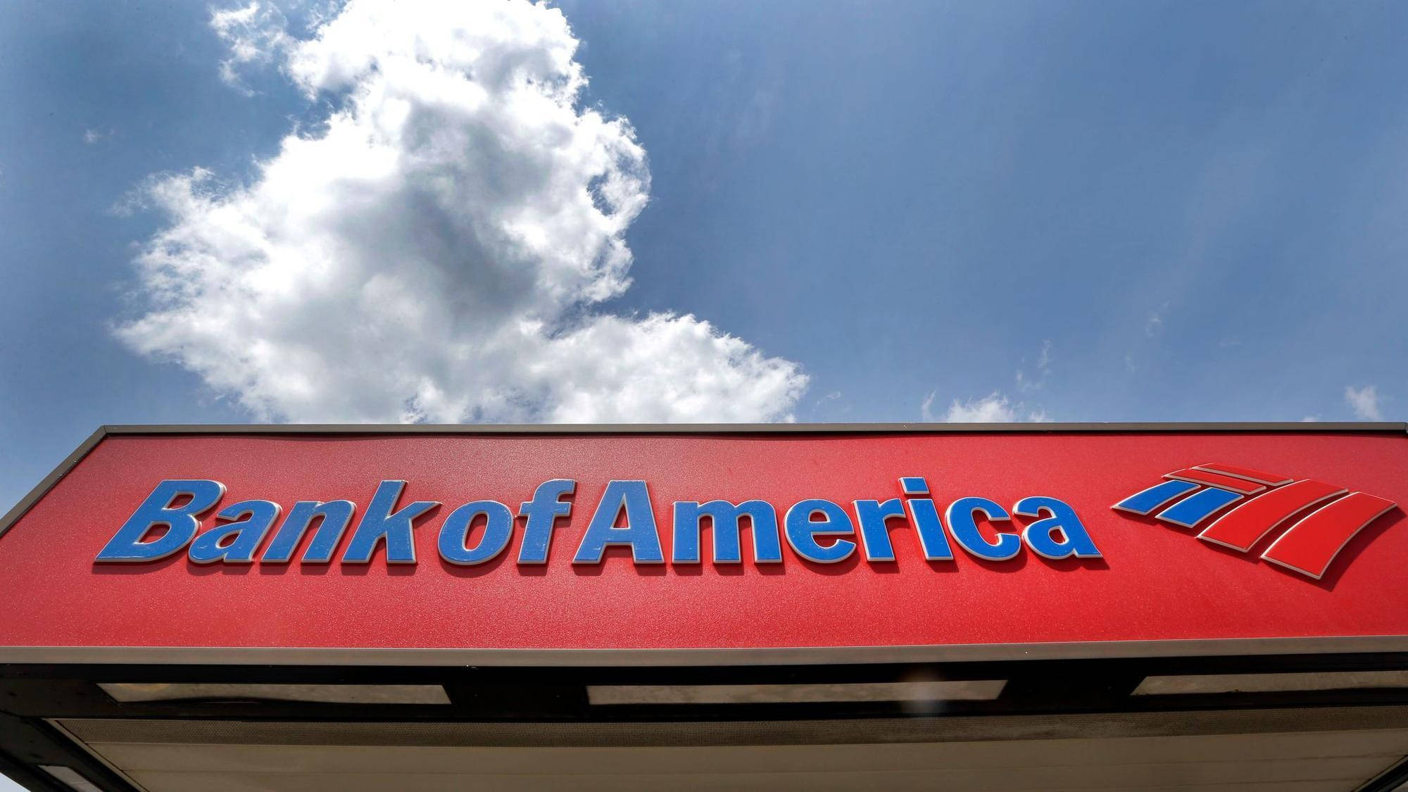 Bank Of America, bright red signage, blue lettering, Full HD Desktop Wallpaper