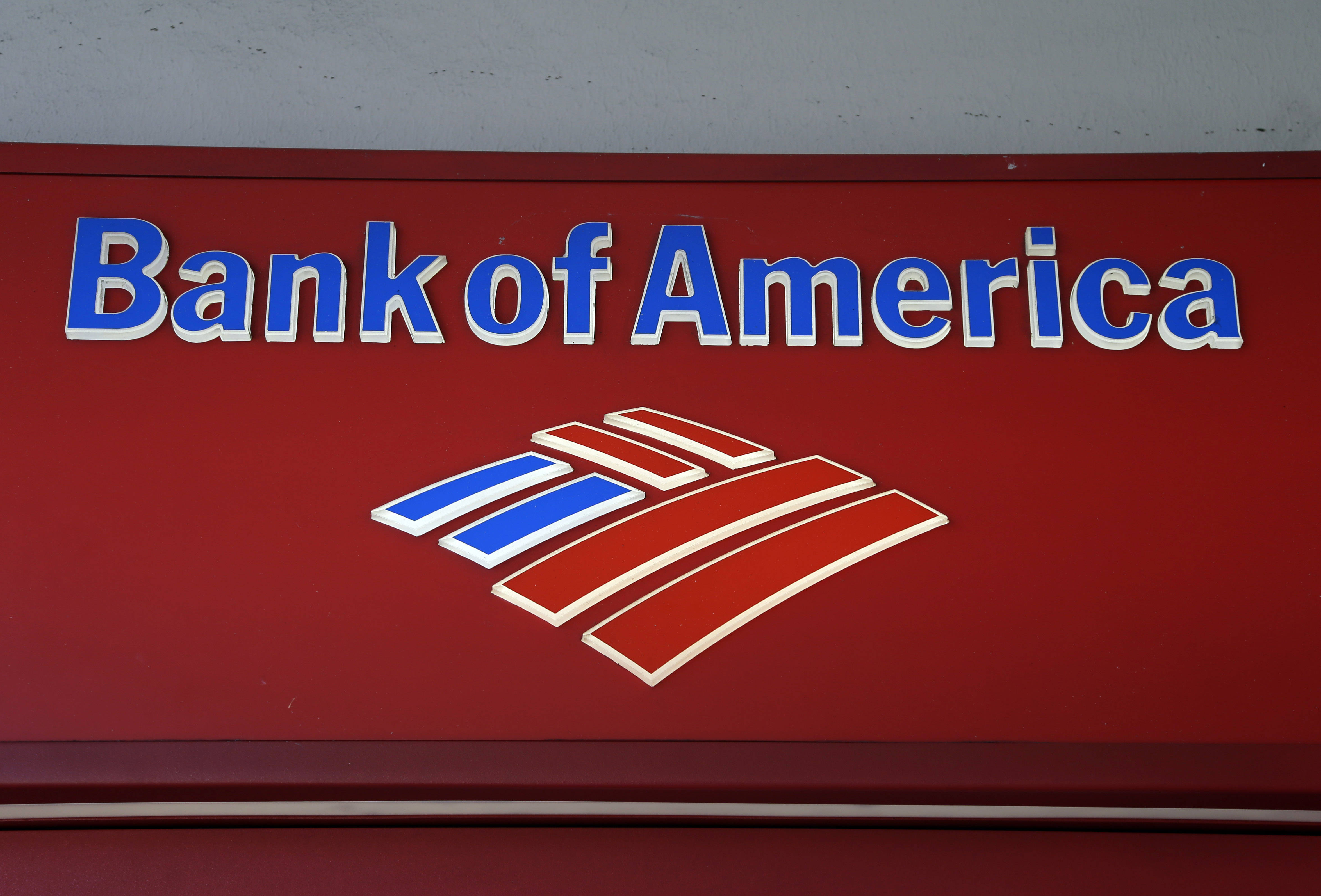 Bank Of America, red acrylic signage, blue and white lettering, 4K Desktop Wallpaper