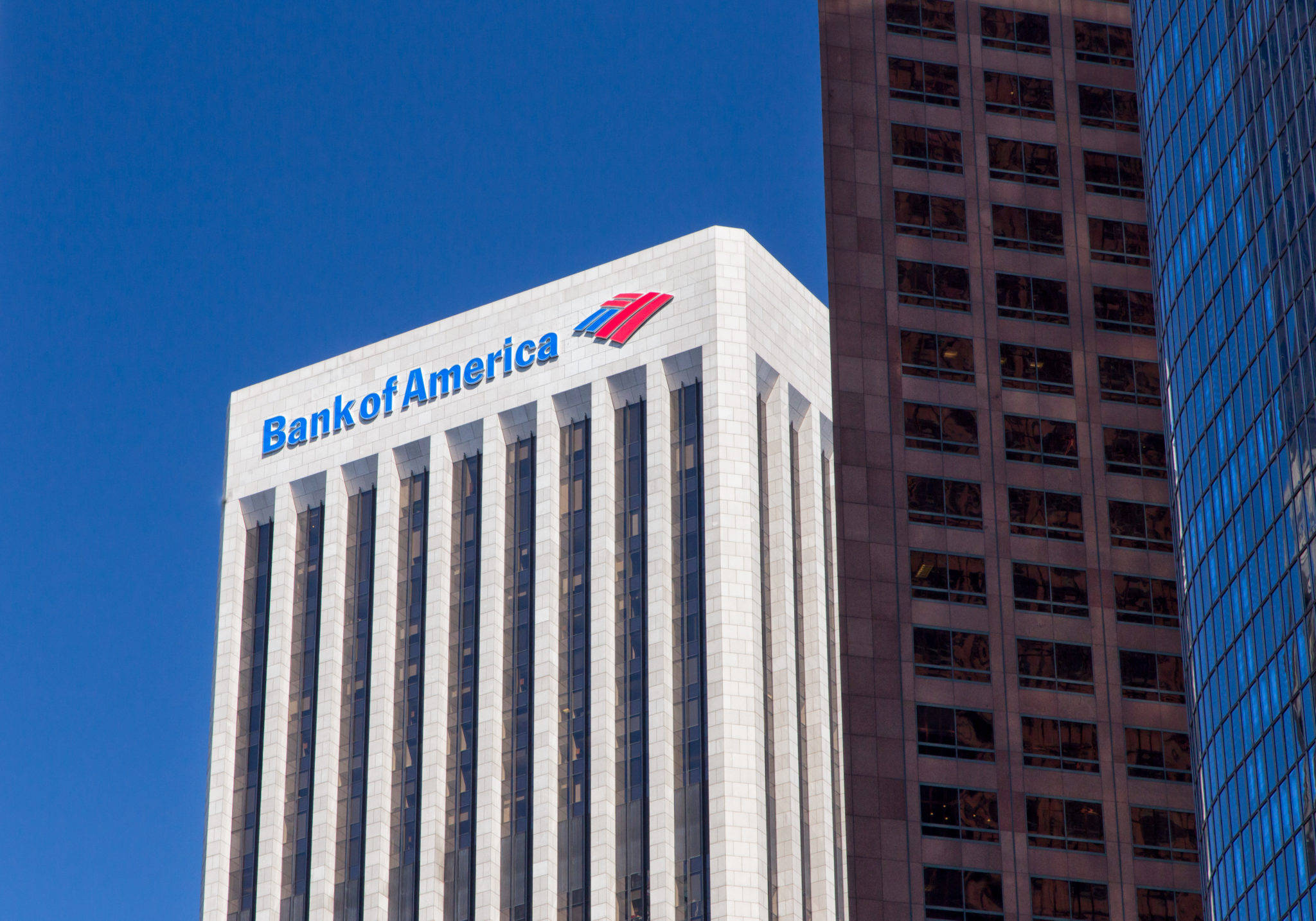 Bank Of America, white building, blue logo, Full HD Desktop Wallpaper