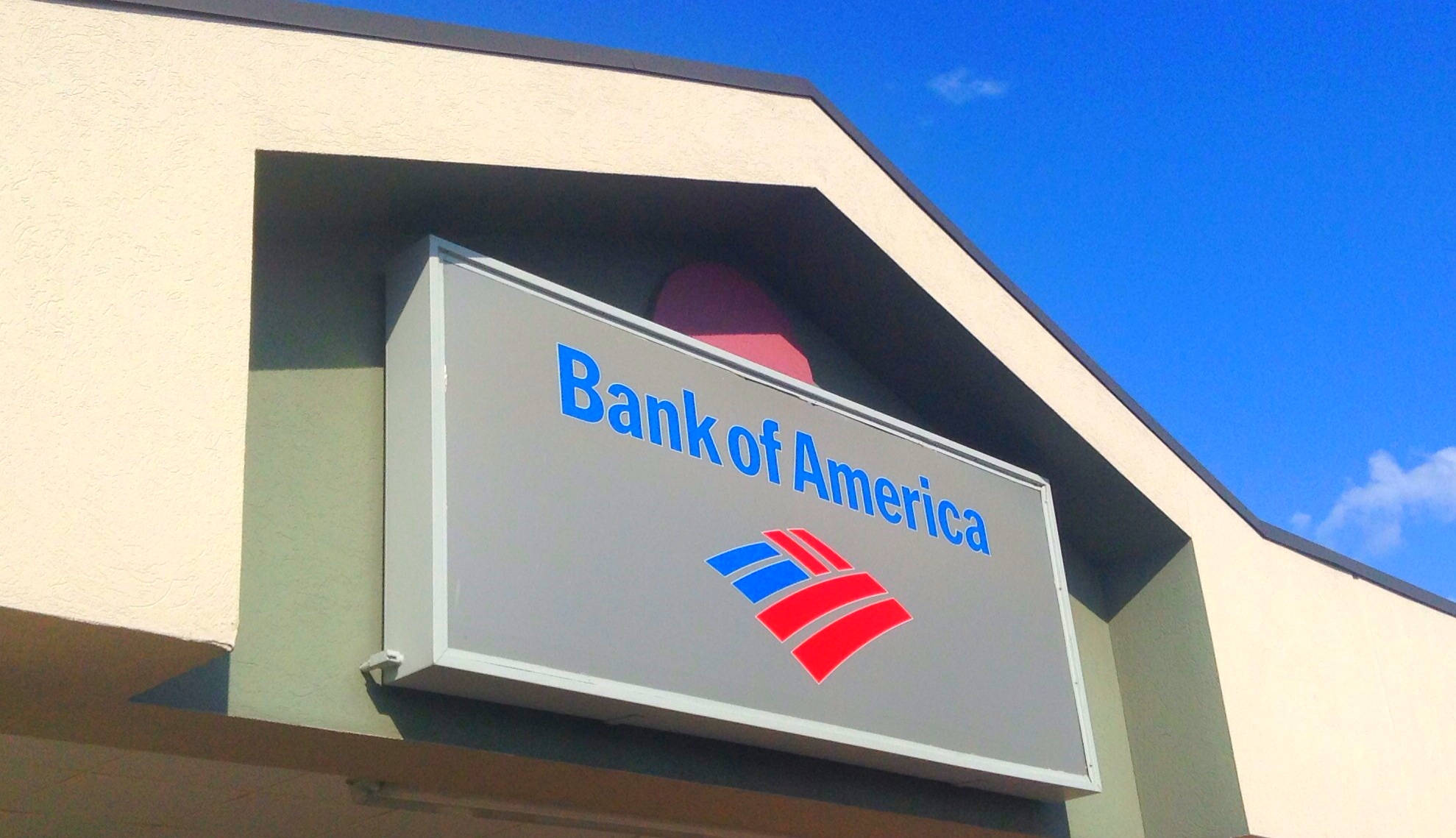 Bank Of America, gray signage, beige building facade, Full HD Desktop Wallpaper