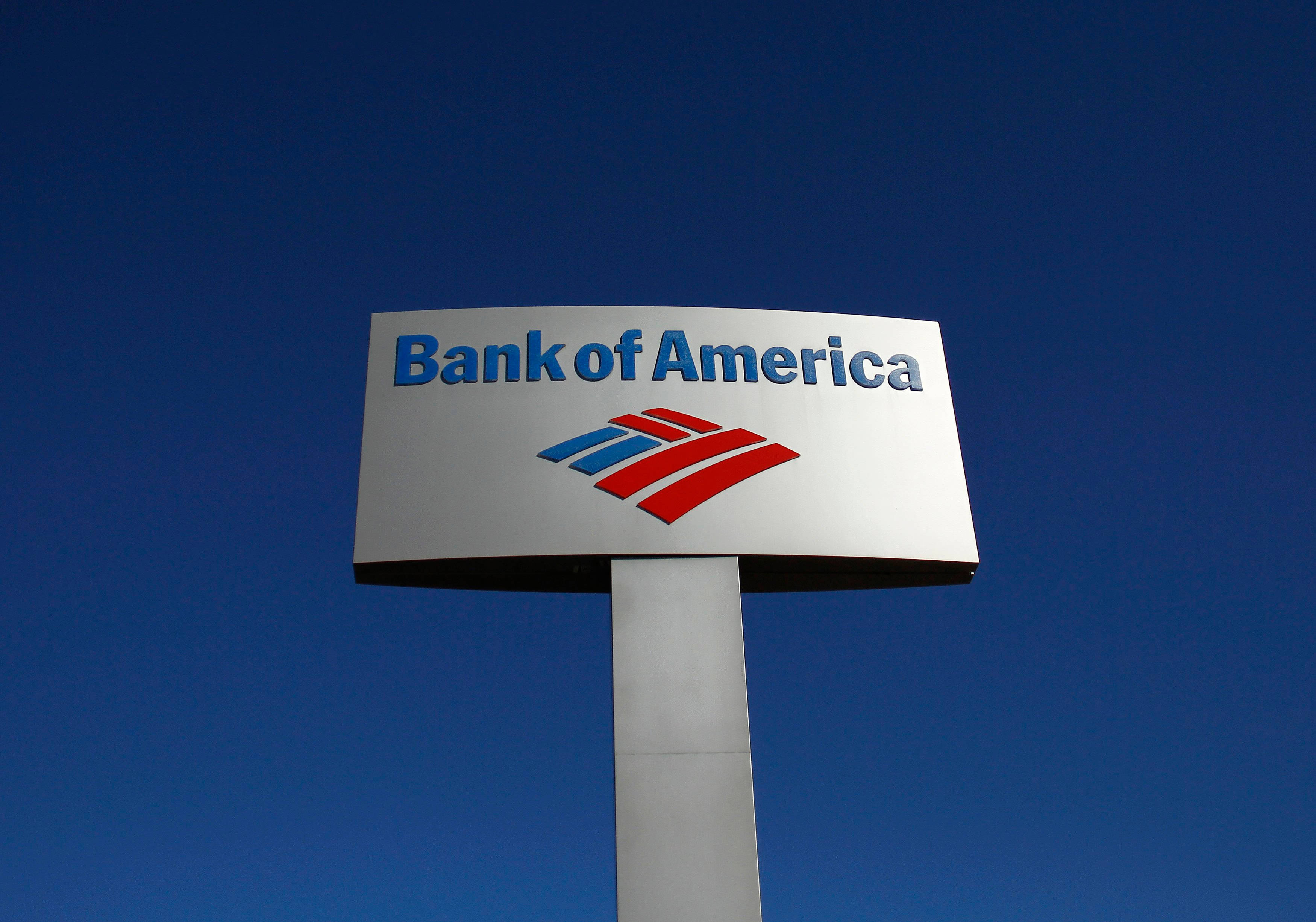 Bank Of America, steel post, white sign, 2K Desktop Wallpaper