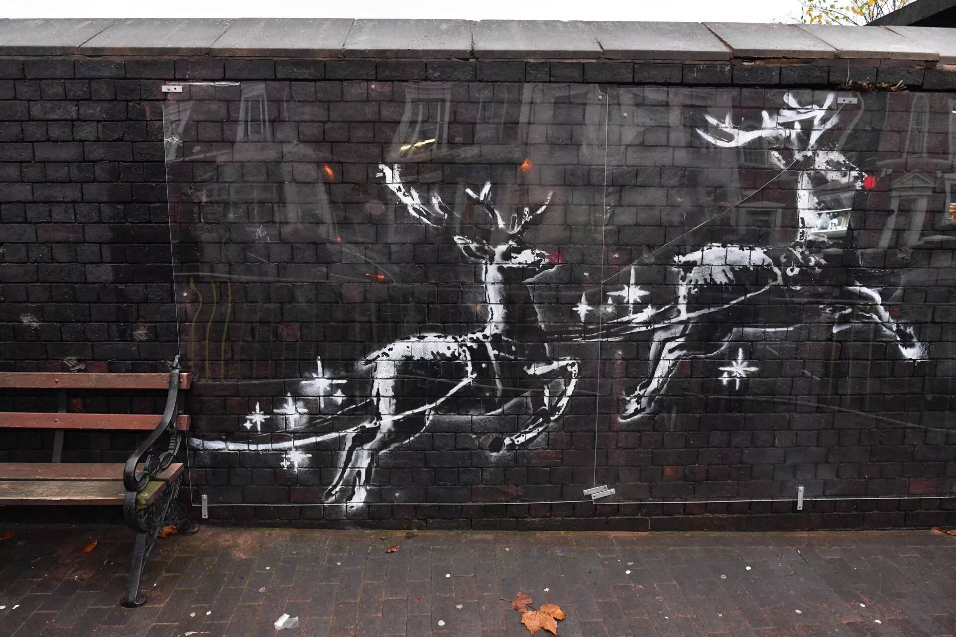 Banksy, reindeer, sleigh, Full HD Desktop Wallpaper