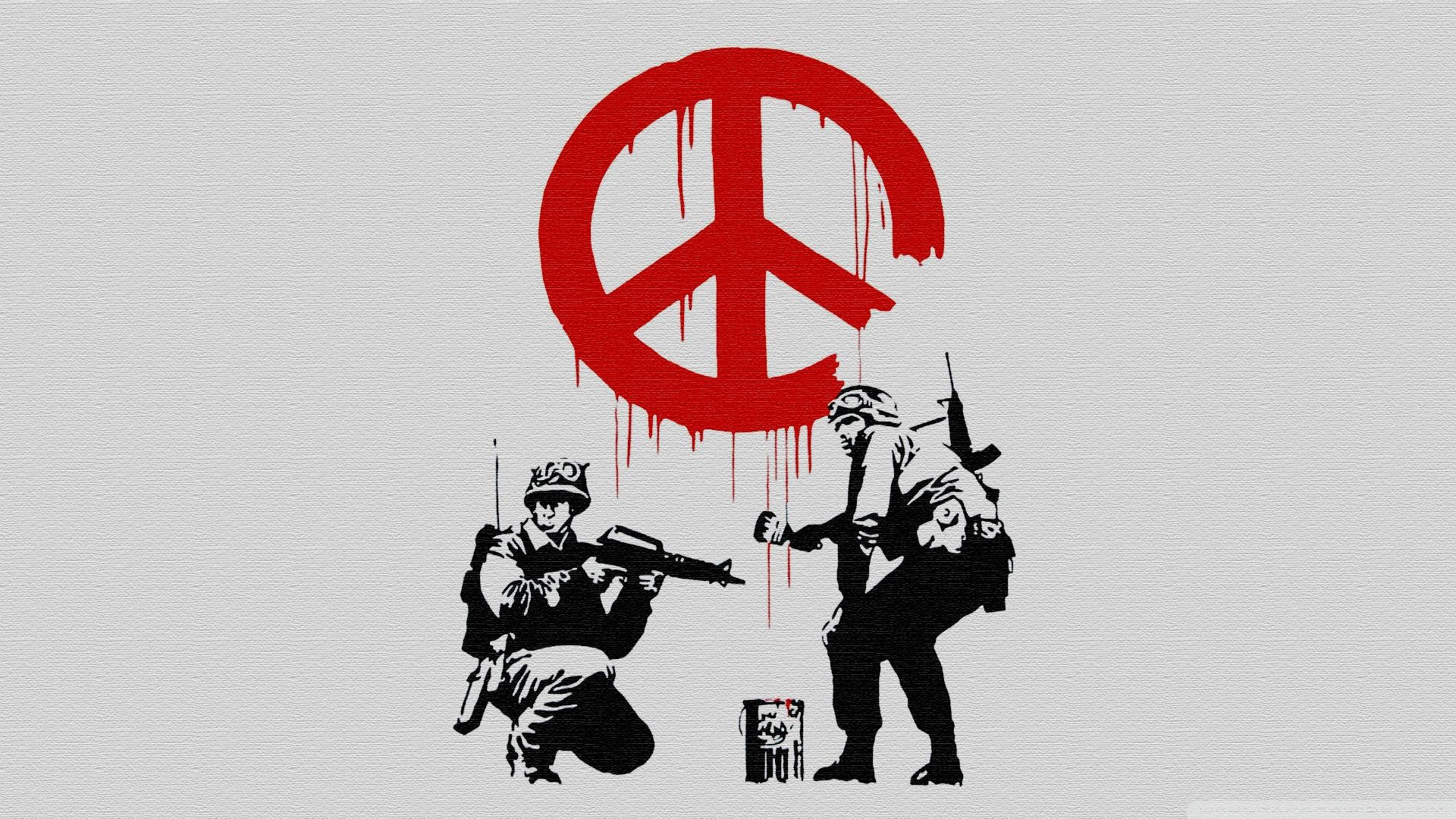 Banksy, peace symbol, black and white spray paint, Full HD Desktop Wallpaper
