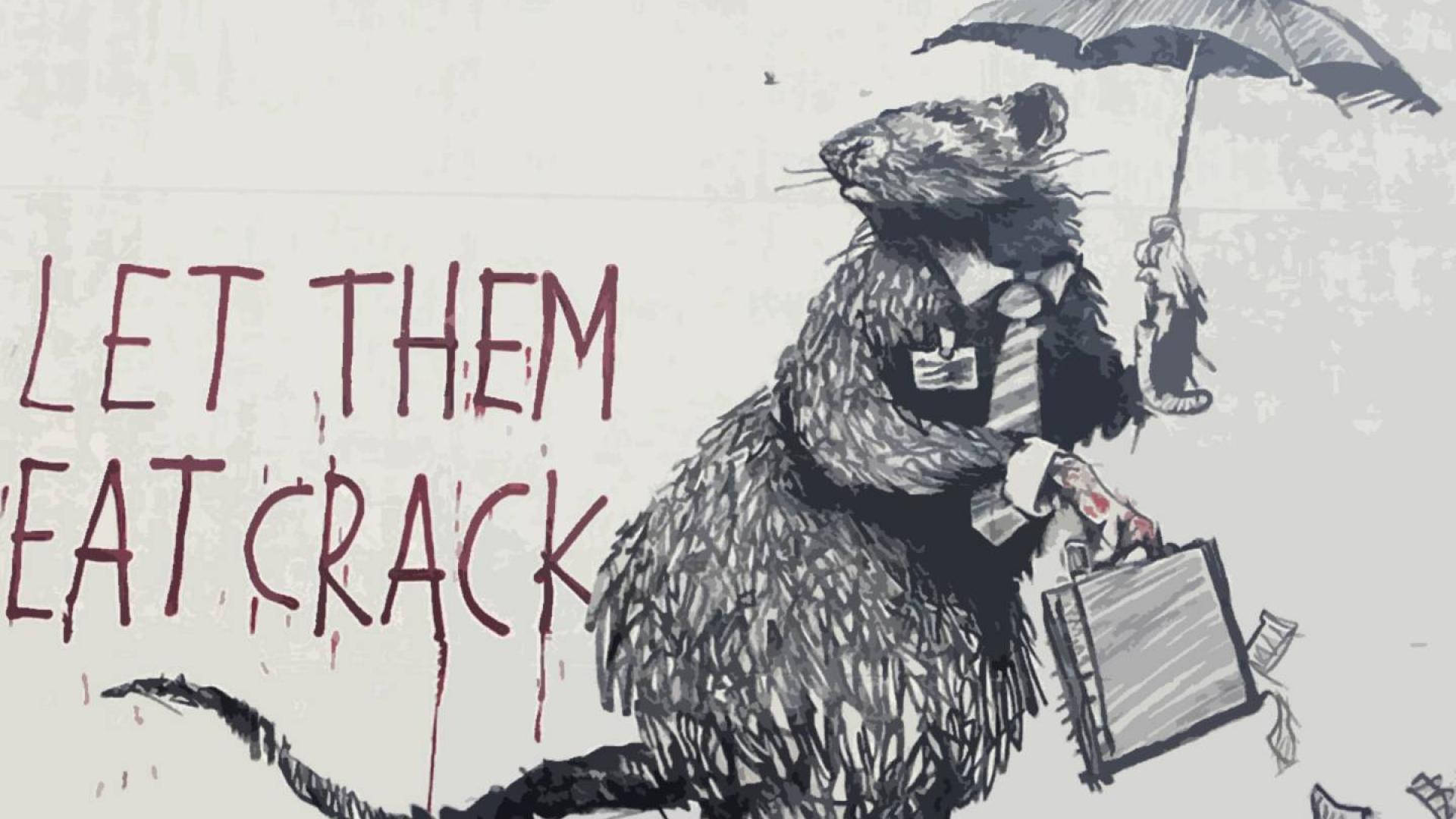 Banksy, rat in a suit, umbrella, Full HD Desktop Wallpaper