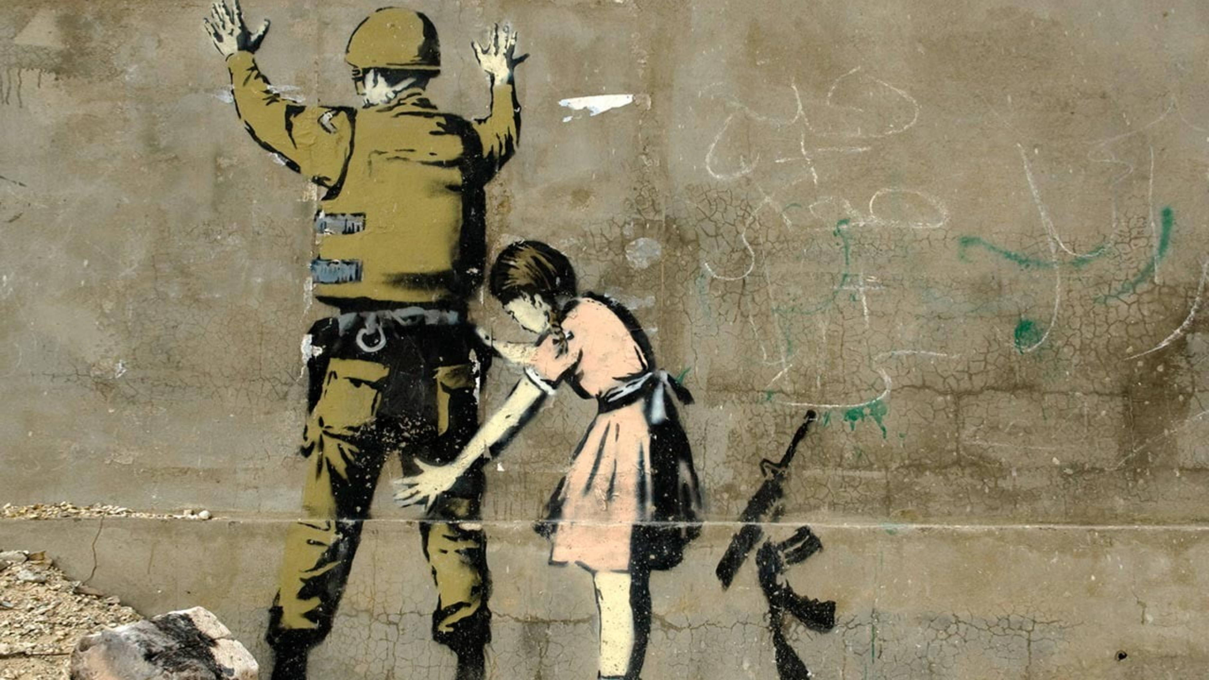 Banksy, pink dress, soldier, 4K Desktop Wallpaper