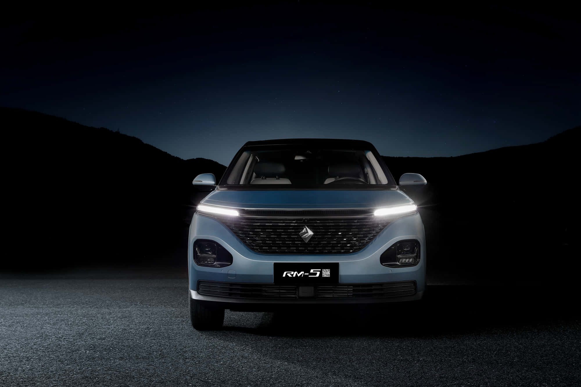 Baojun 2000, light blue, glowing headlights, Full HD Desktop Wallpaper
