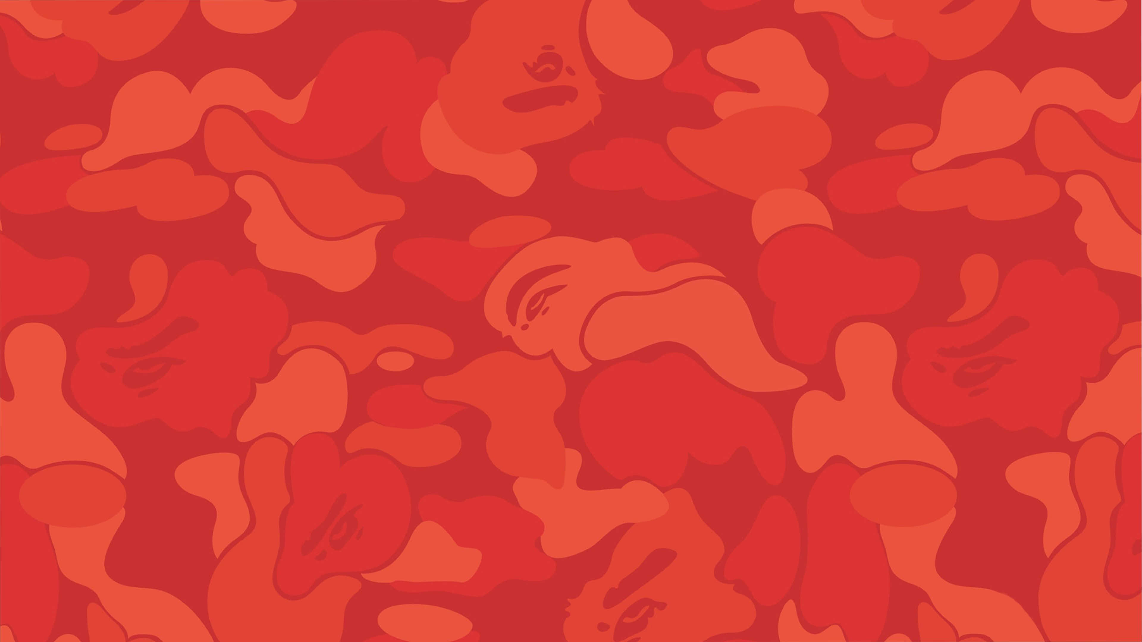 Bape Camo, red camouflage pattern, crimson, 4K Desktop Wallpaper
