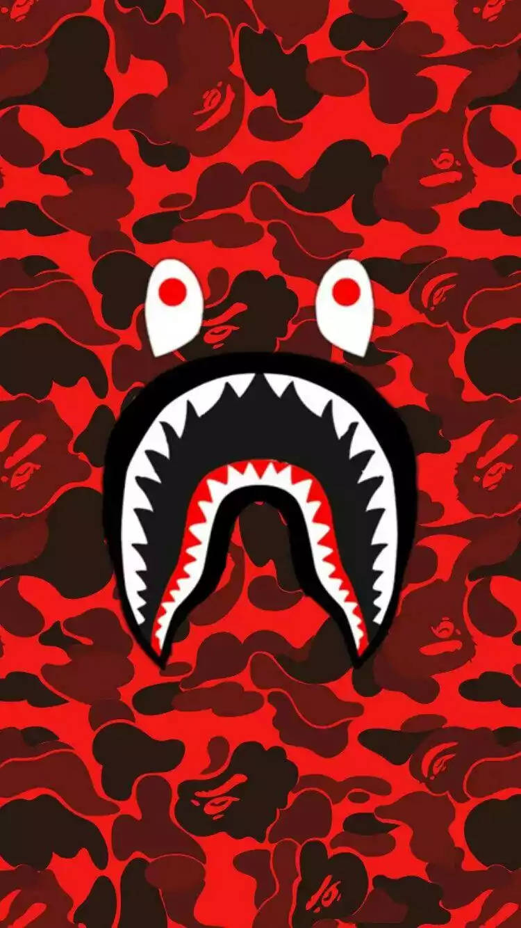 Bape Cartoon, shark head logo, red eyes, HD Phone Wallpaper