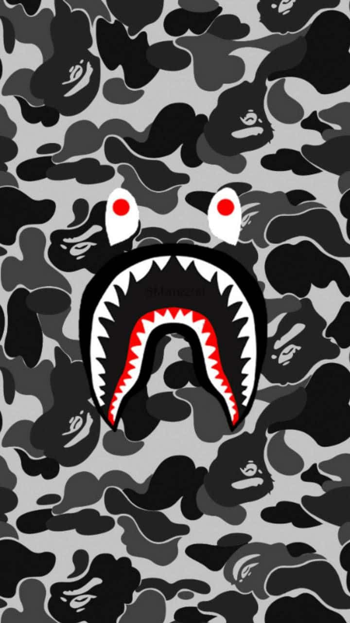 BAPE Camo, shark head, red eyes, HD Phone Wallpaper