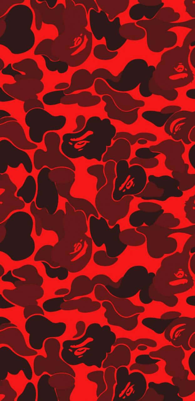 BAPE, Red Shades Camo Pattern, vibrant red, HD Phone Wallpaper