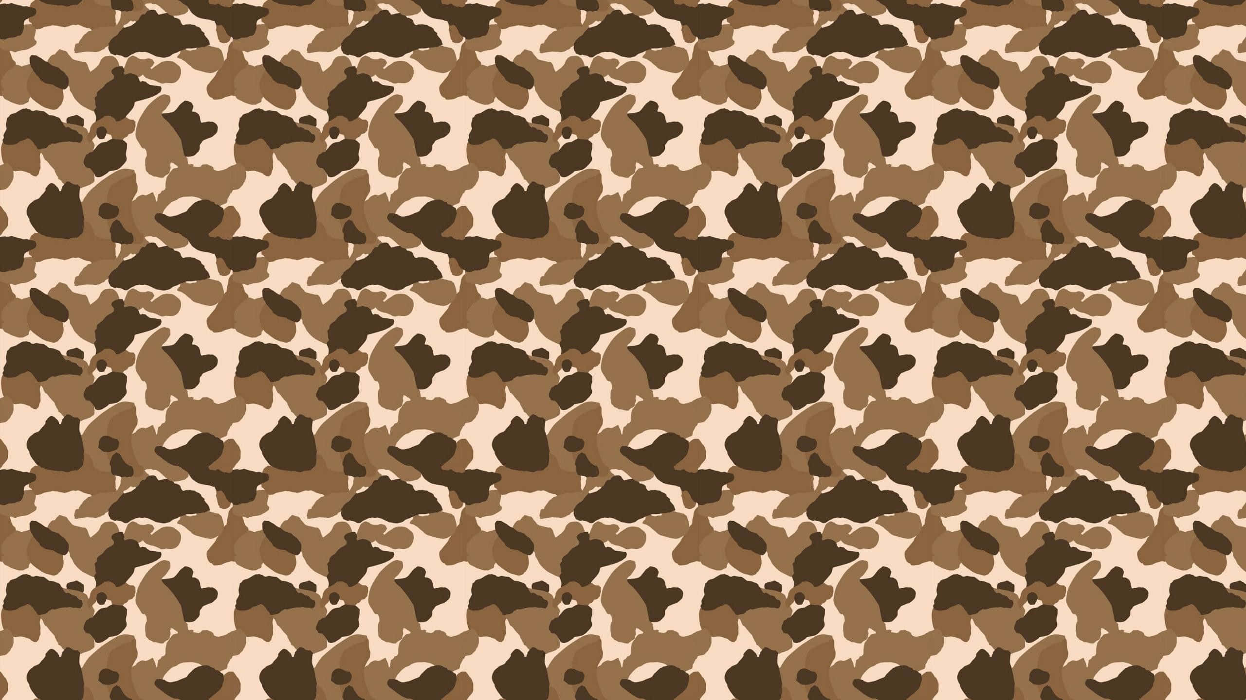 Bape Camo, digital camouflage pattern, brown, 2K Desktop Wallpaper