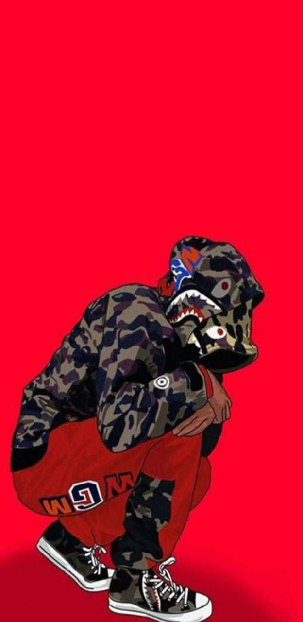 BAPE iPhone 6, camouflage hoodie, red pants, HD Phone Wallpaper