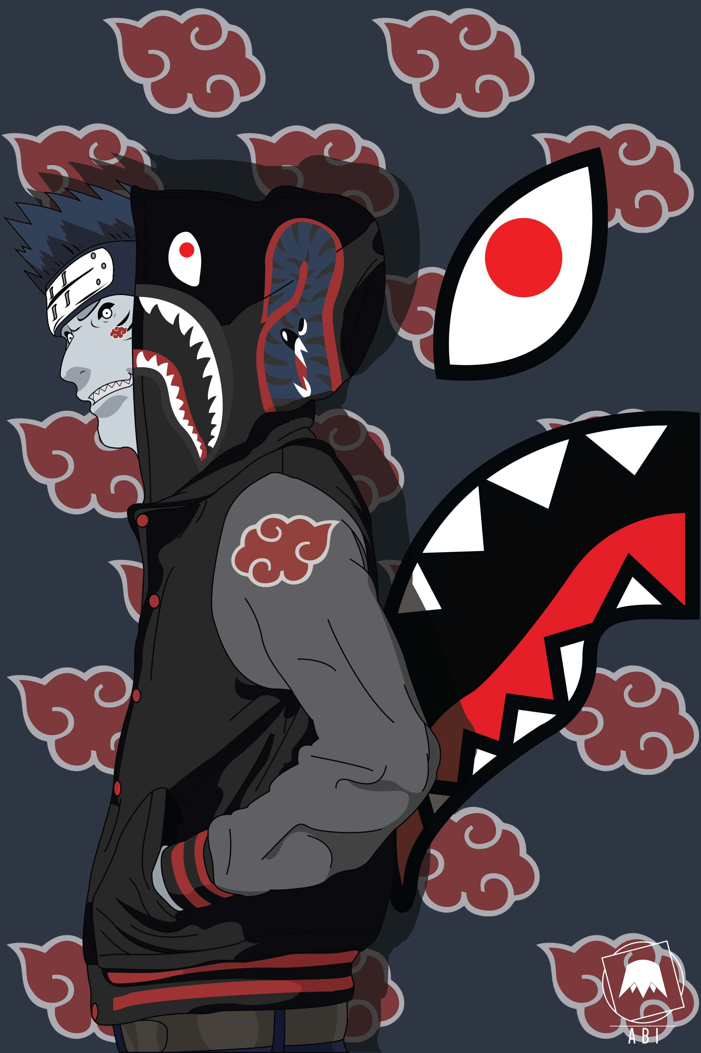 Bape iPhone 6, shark mouth, red cloud patterns, 2K Phone Wallpaper