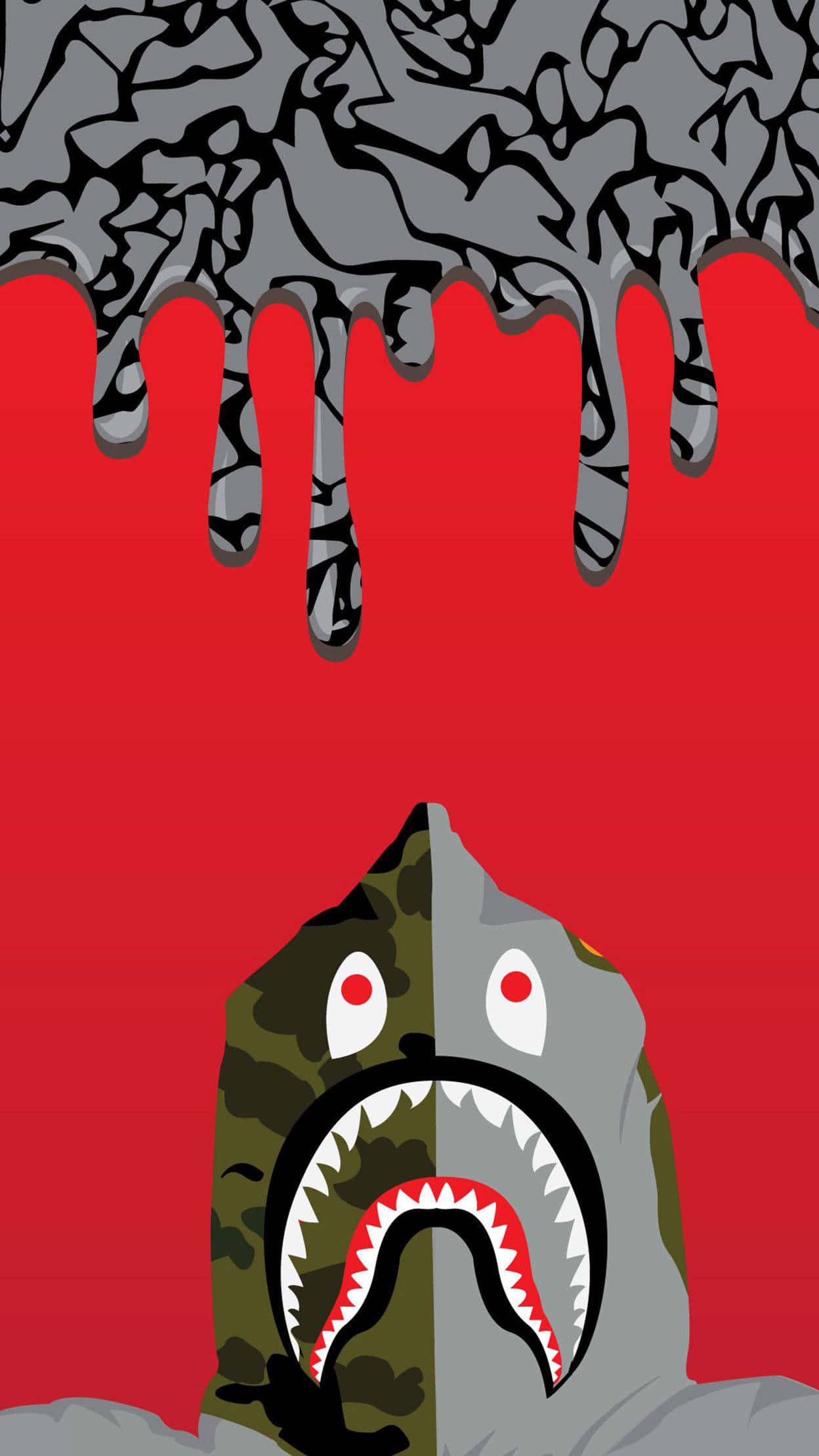 Bape iPhone, shark head, camouflage, Full HD Phone Wallpaper