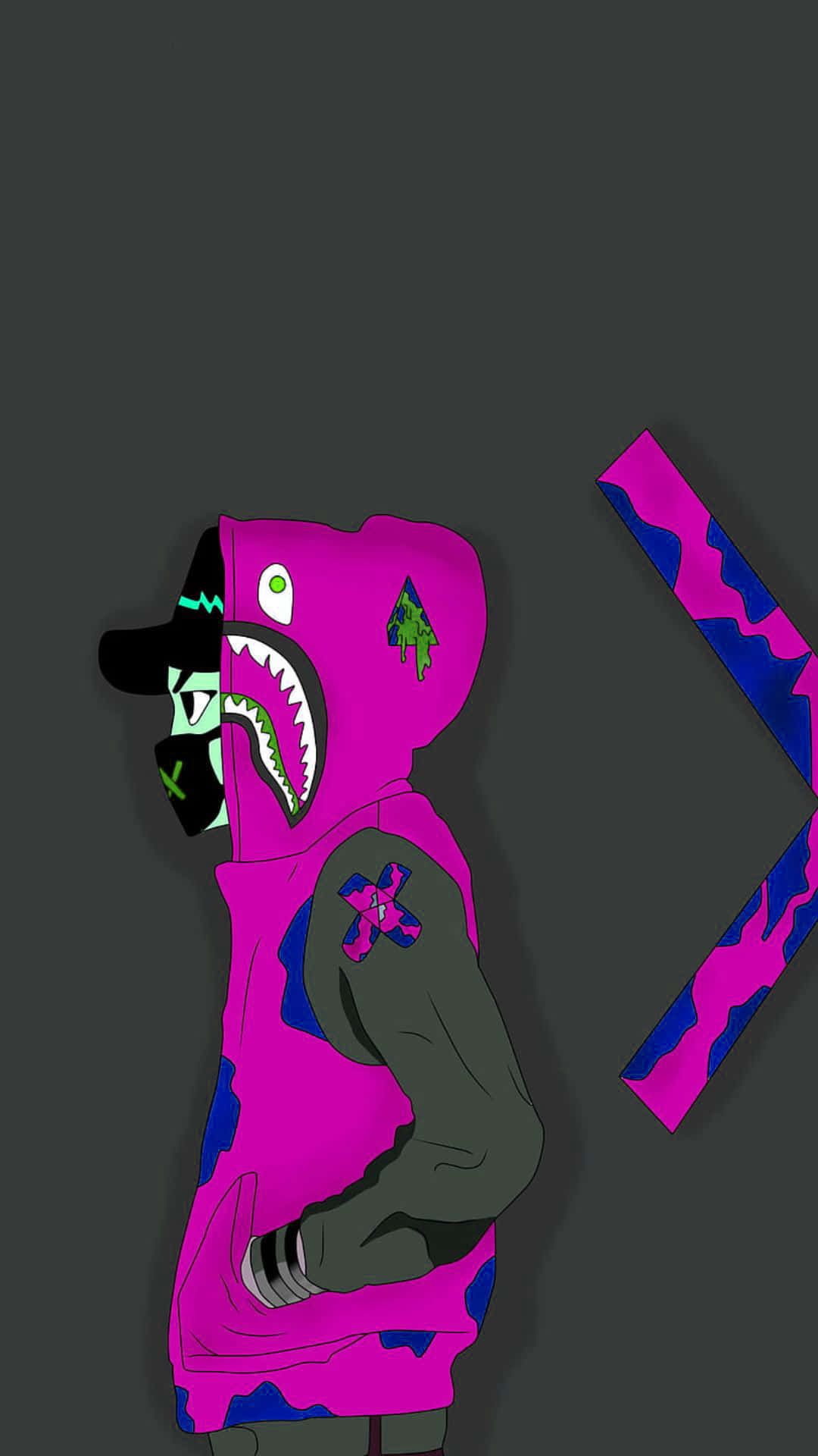 Bape iPhone, pink shark-mouth hoodie, black cap, Full HD Phone Wallpaper