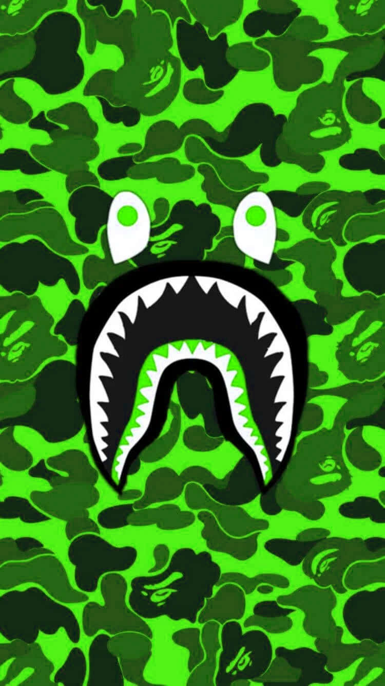 Bape, shark mouth logo, glowing eyes, HD Phone Wallpaper