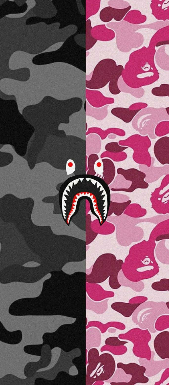 Bape iPhone, black and gray camouflage, pink and magenta camouflage, HD Phone Wallpaper