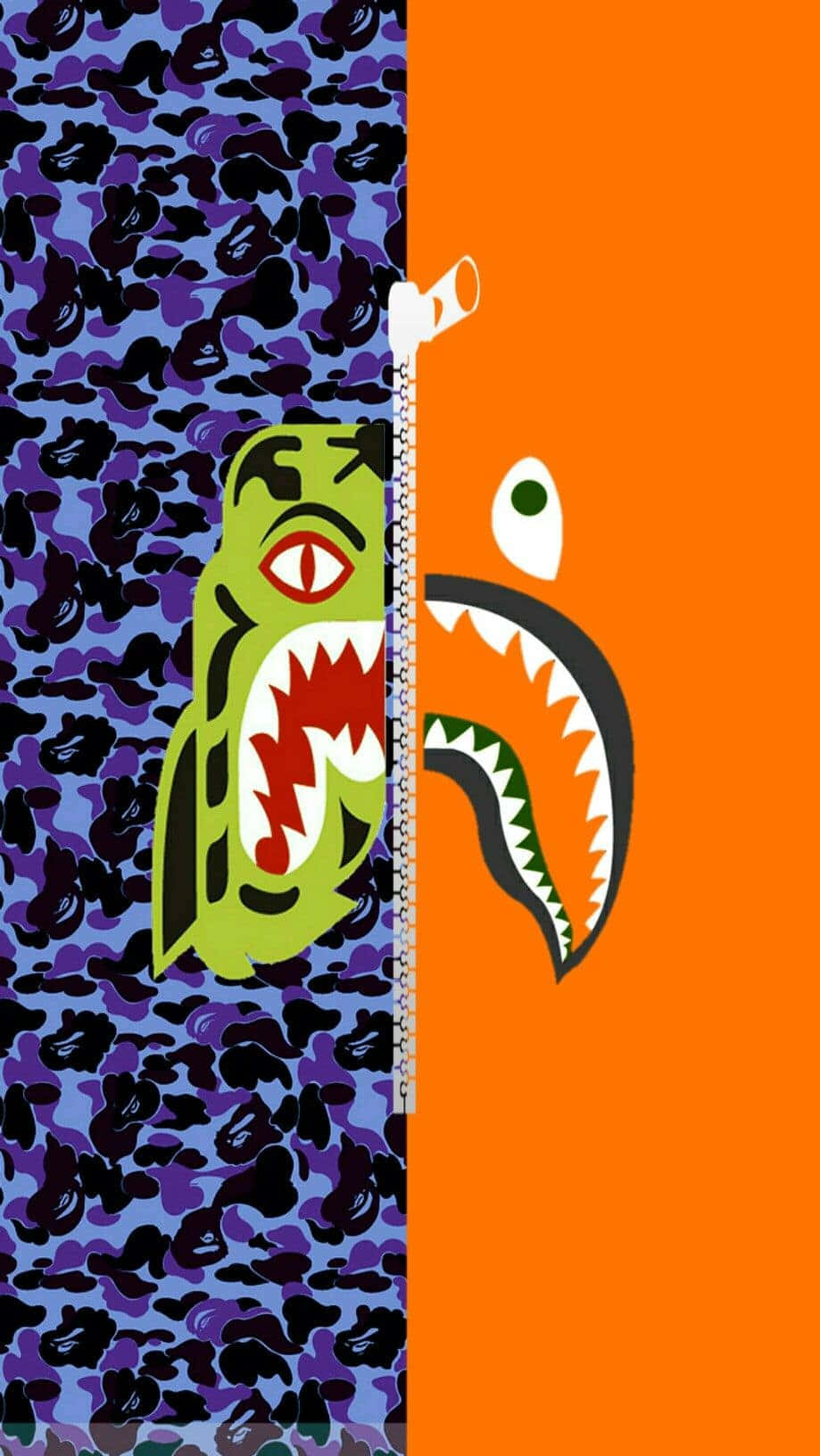 Bape iPhone 6, green cartoon shark, red eyes, HD Phone Wallpaper