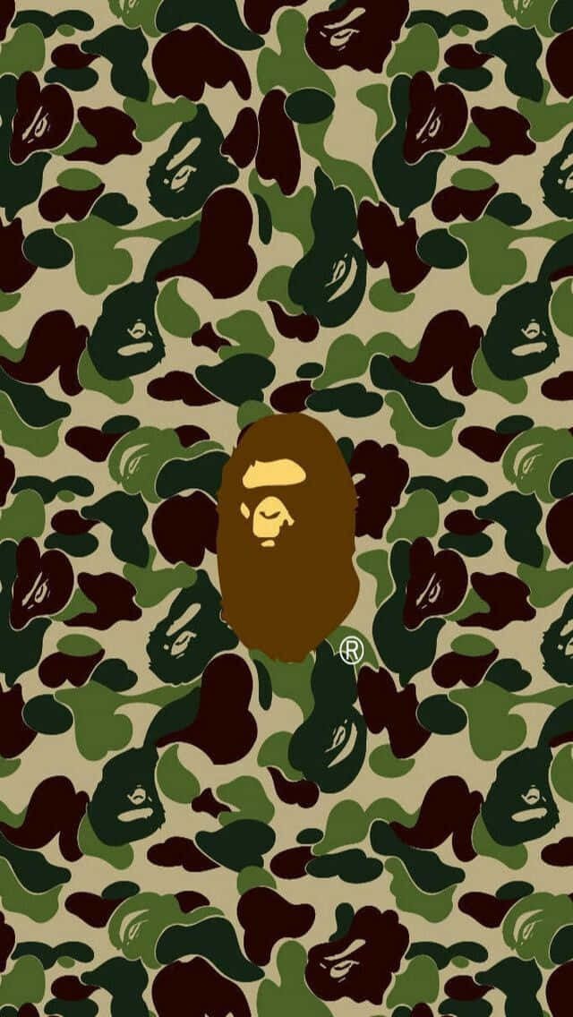 Bape iPhone 6, ape head logo, green brown and beige camouflage pattern, SD Phone Wallpaper