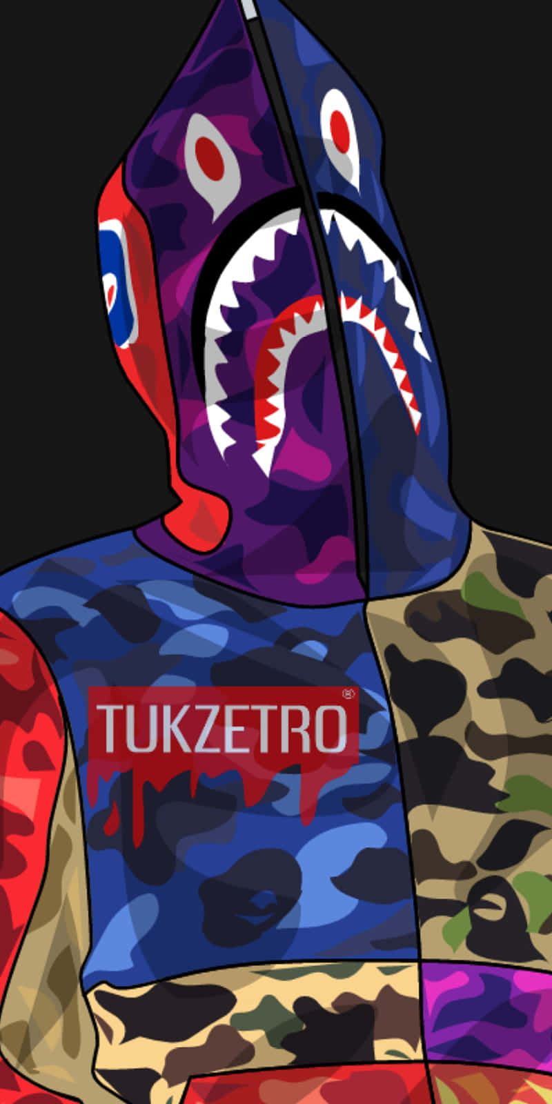 Bape iPhone 6, shark head hood, patchwork camouflage patterns, HD Phone Wallpaper