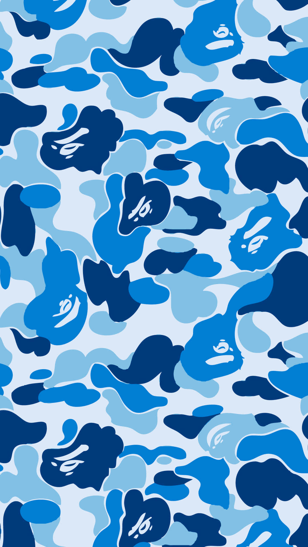 BAPE iPhone, blue camouflage pattern, abstract organic shapes, Full HD Phone Wallpaper