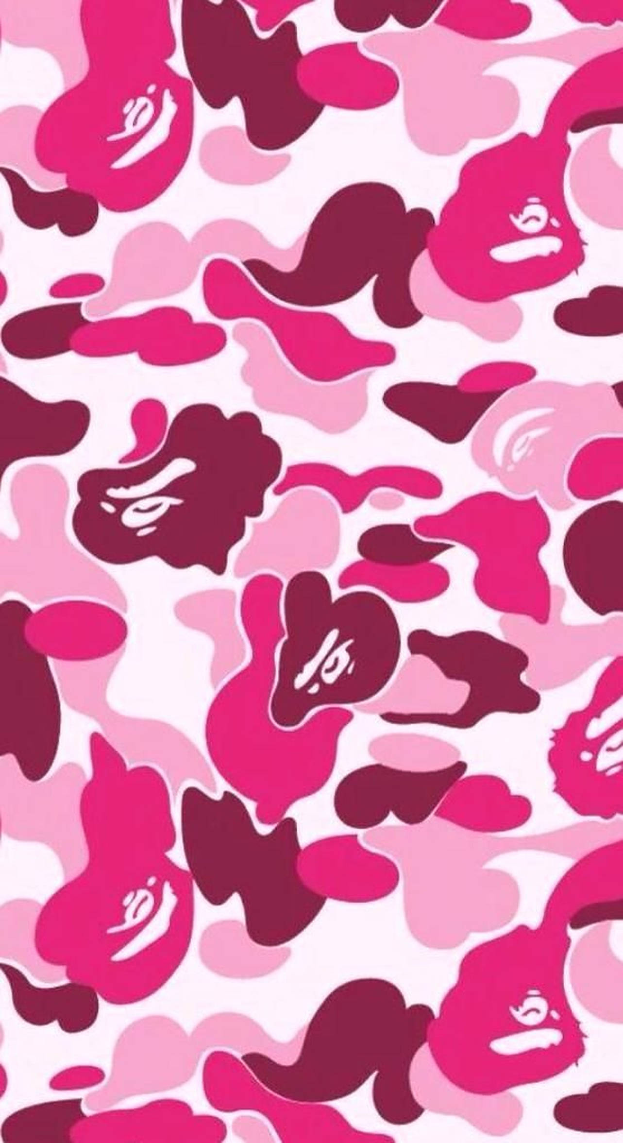 Pink Camouflage, BAPE Logo, stylized monkey faces, Full HD Phone Wallpaper