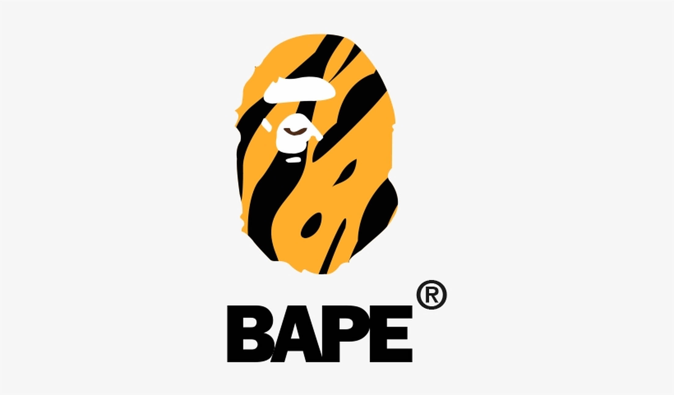 BAPE Logo, tiger-striped ape head, white eyes, Full HD Desktop Wallpaper