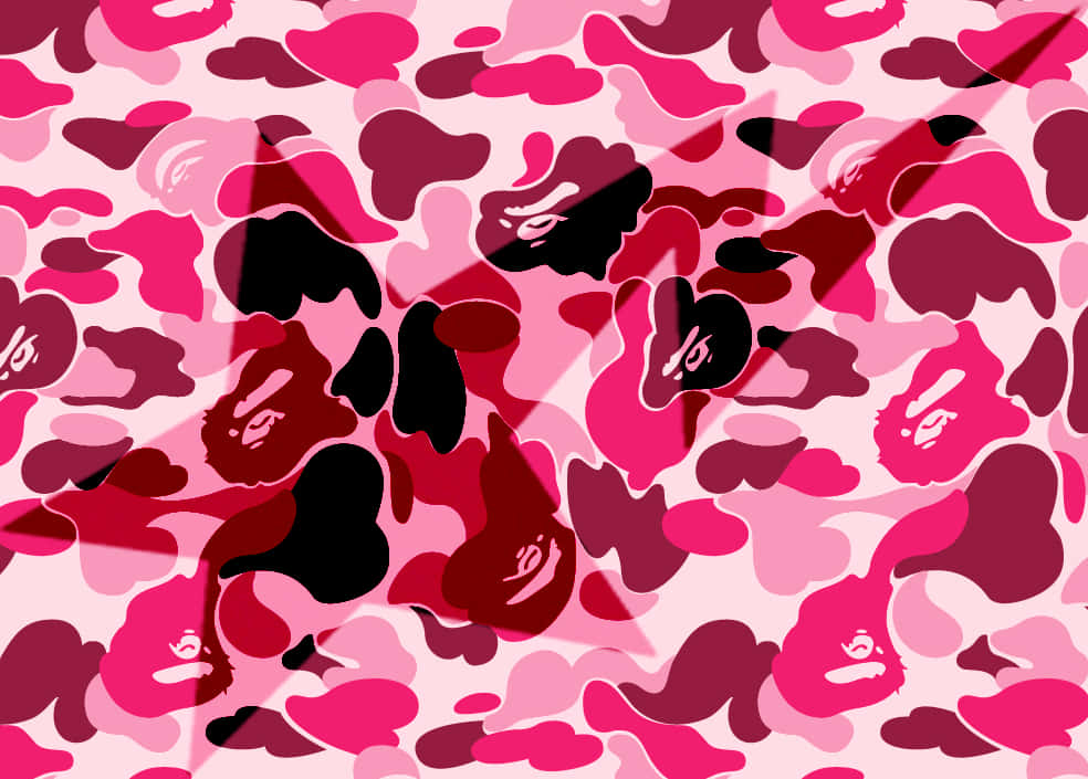Pink Camo, Bape A Star, black ape heads, SD Desktop Wallpaper
