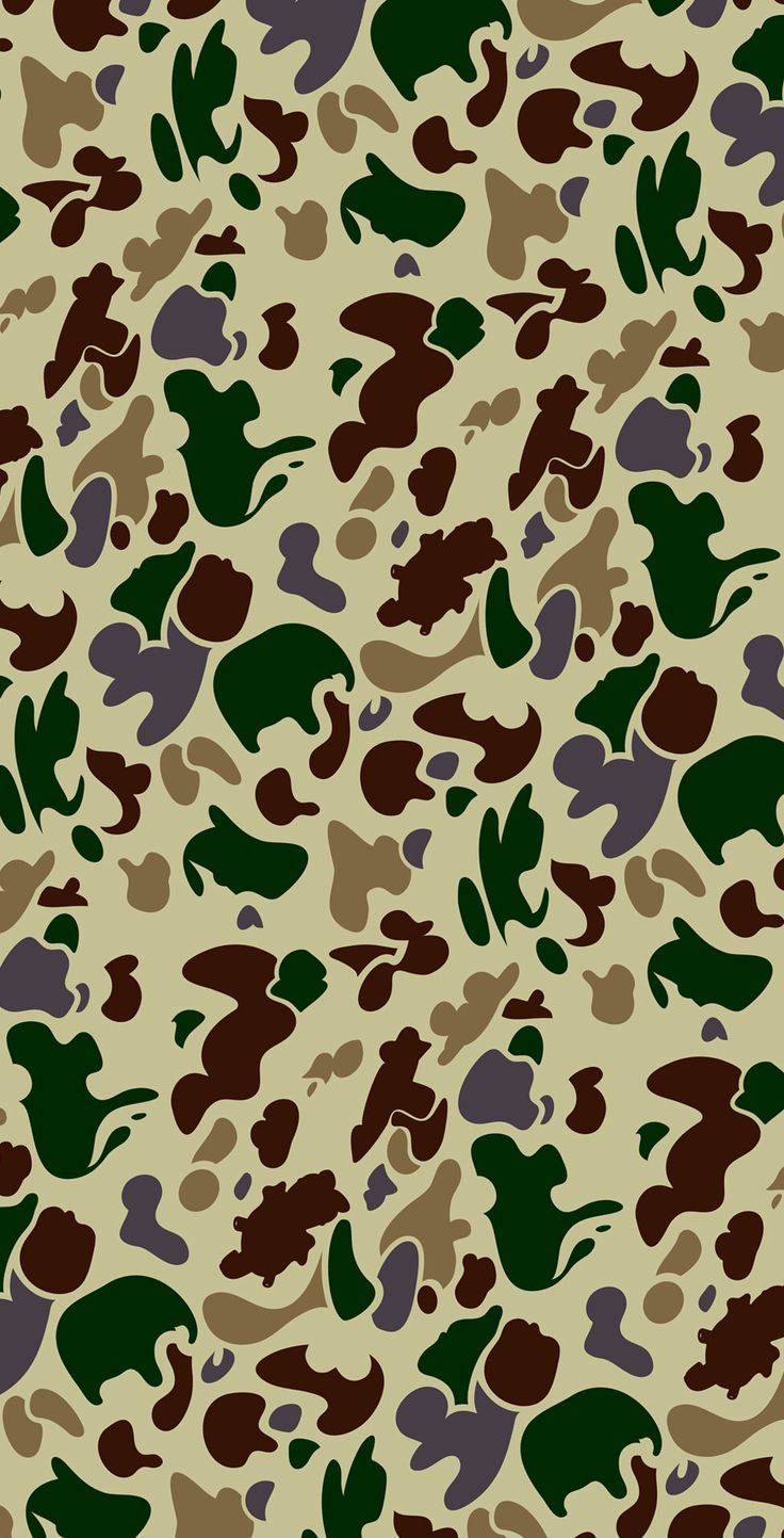 BAPE, green brown and beige splotches, tan background, HD Phone Wallpaper