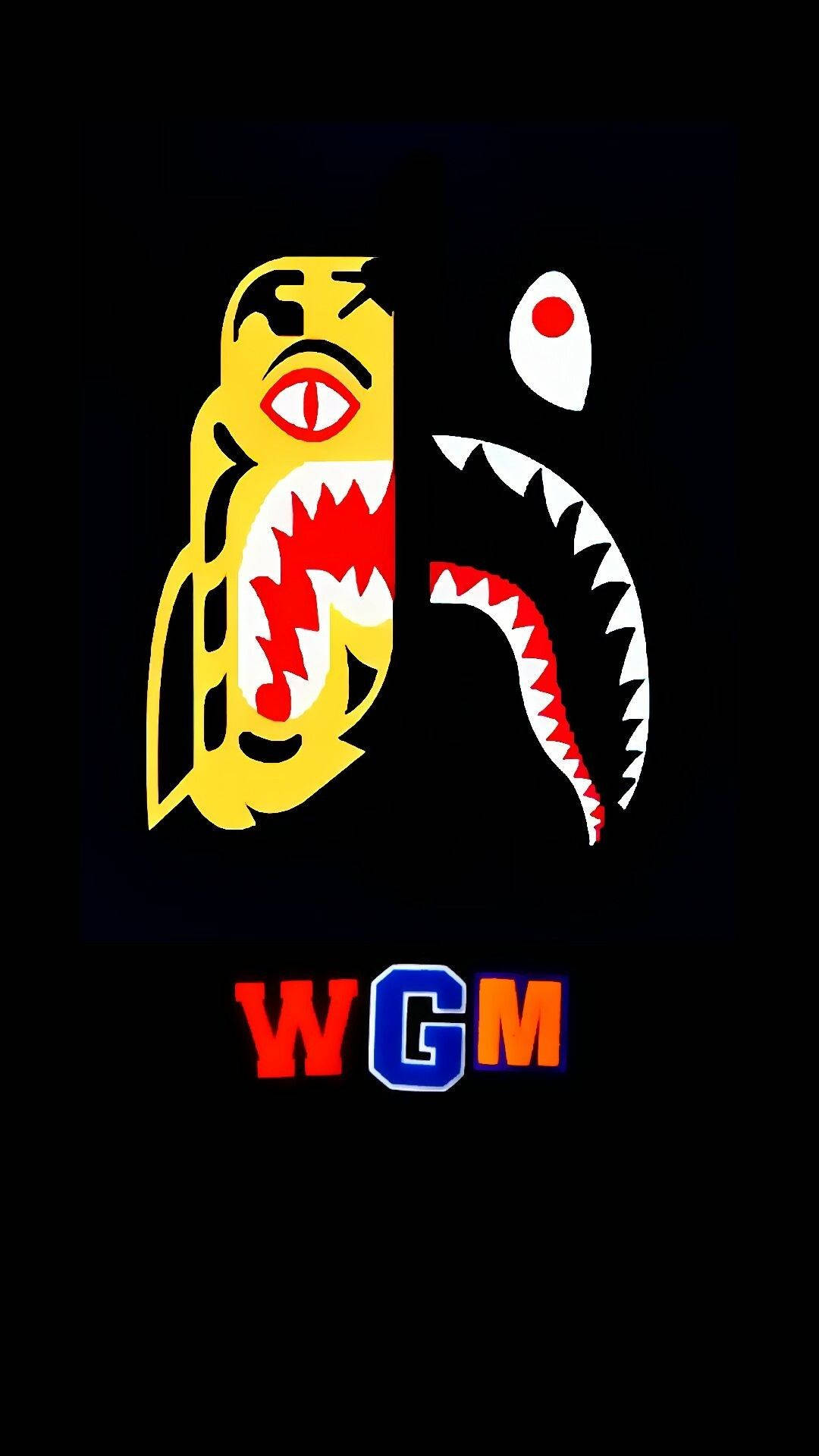 Bape, yellow shark, red mouth, Full HD Phone Wallpaper