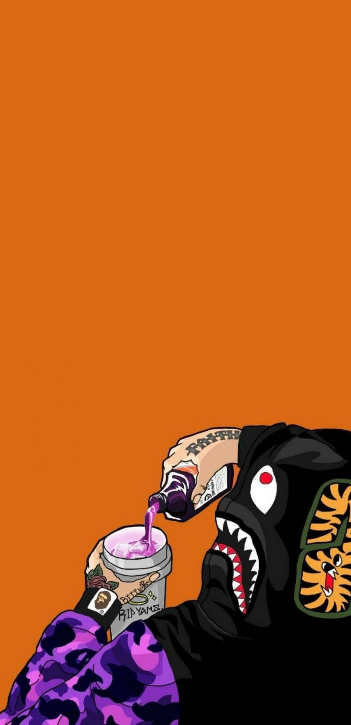 Bape, shark-headed figure, black hoodie, Full HD Phone Wallpaper