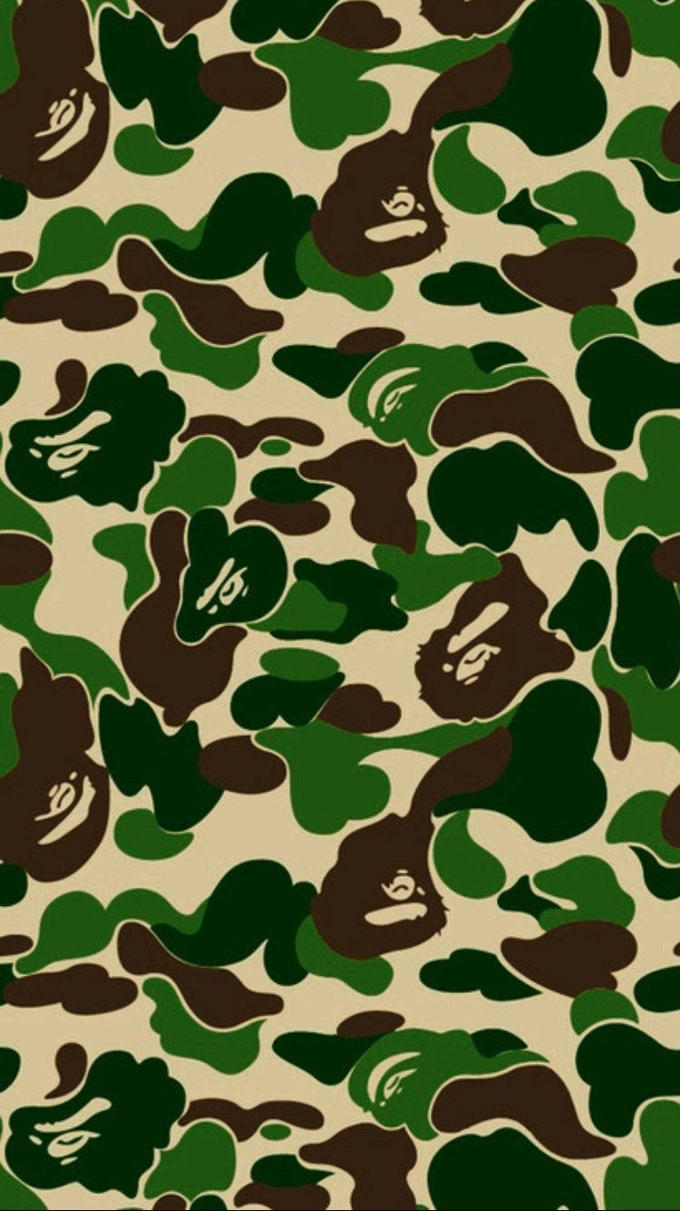 BAPE, green camo, camouflage pattern, HD Phone Wallpaper