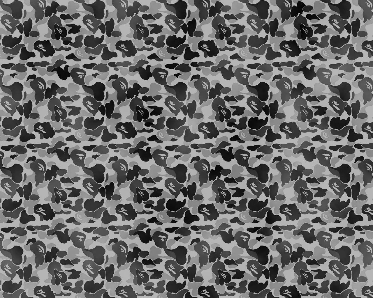 Bape, black gray and white camouflage, abstract organic shapes, HD Desktop Wallpaper