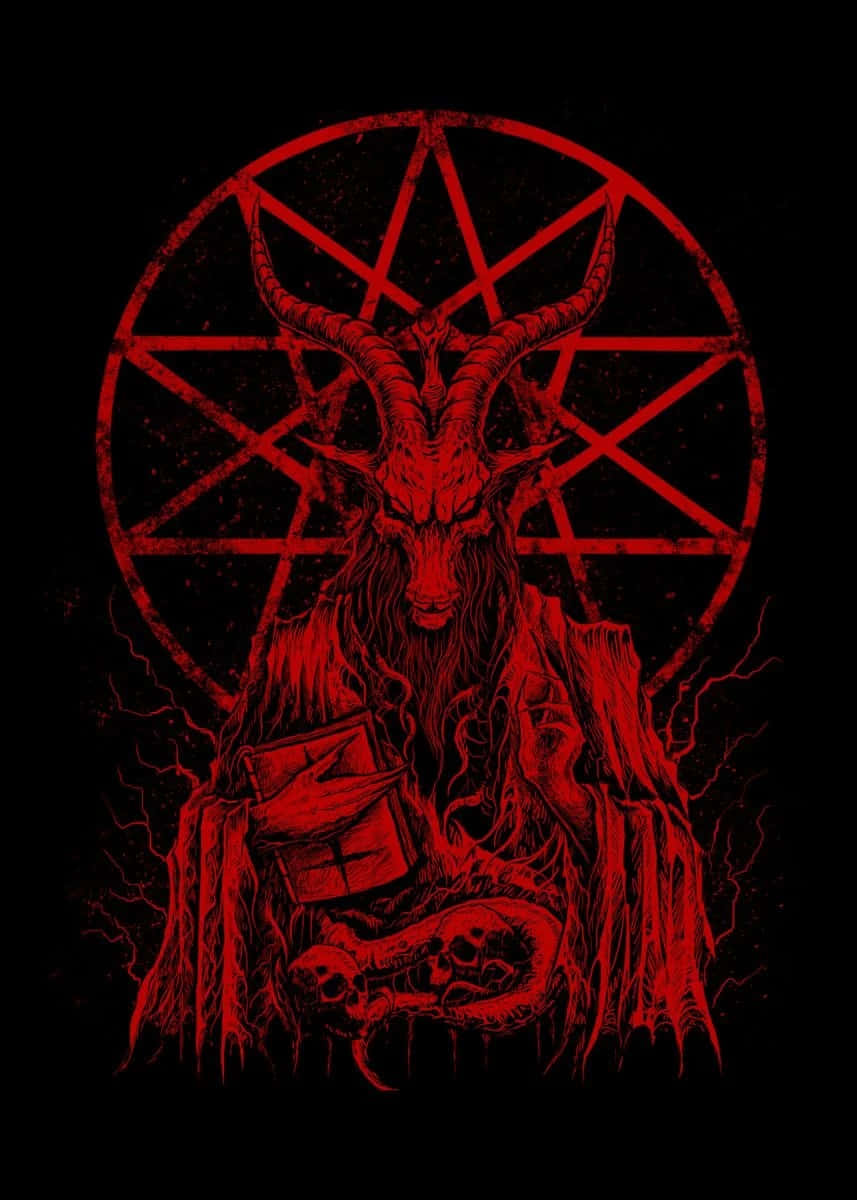 Red Baphomet, goat-headed figure, horns, SD Phone Wallpaper