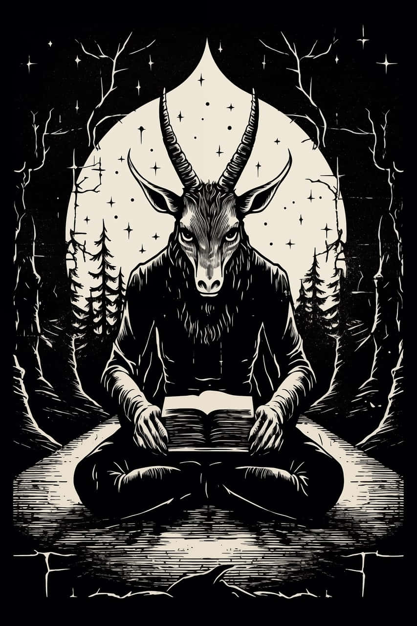 Baphomet, forest, starry moon, HD Phone Wallpaper
