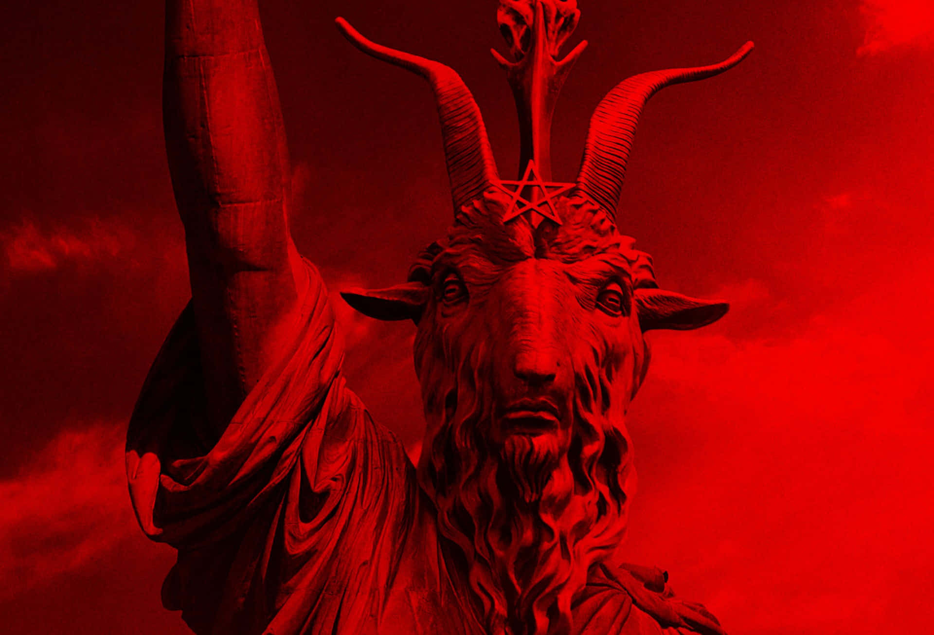 Red Baphomet, Baphomet, horns, Full HD Desktop Wallpaper