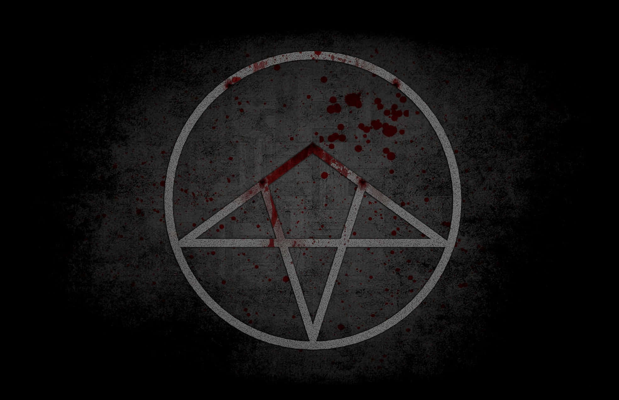 inverted pentagram, circle, gritty dark wall, Full HD Desktop Wallpaper
