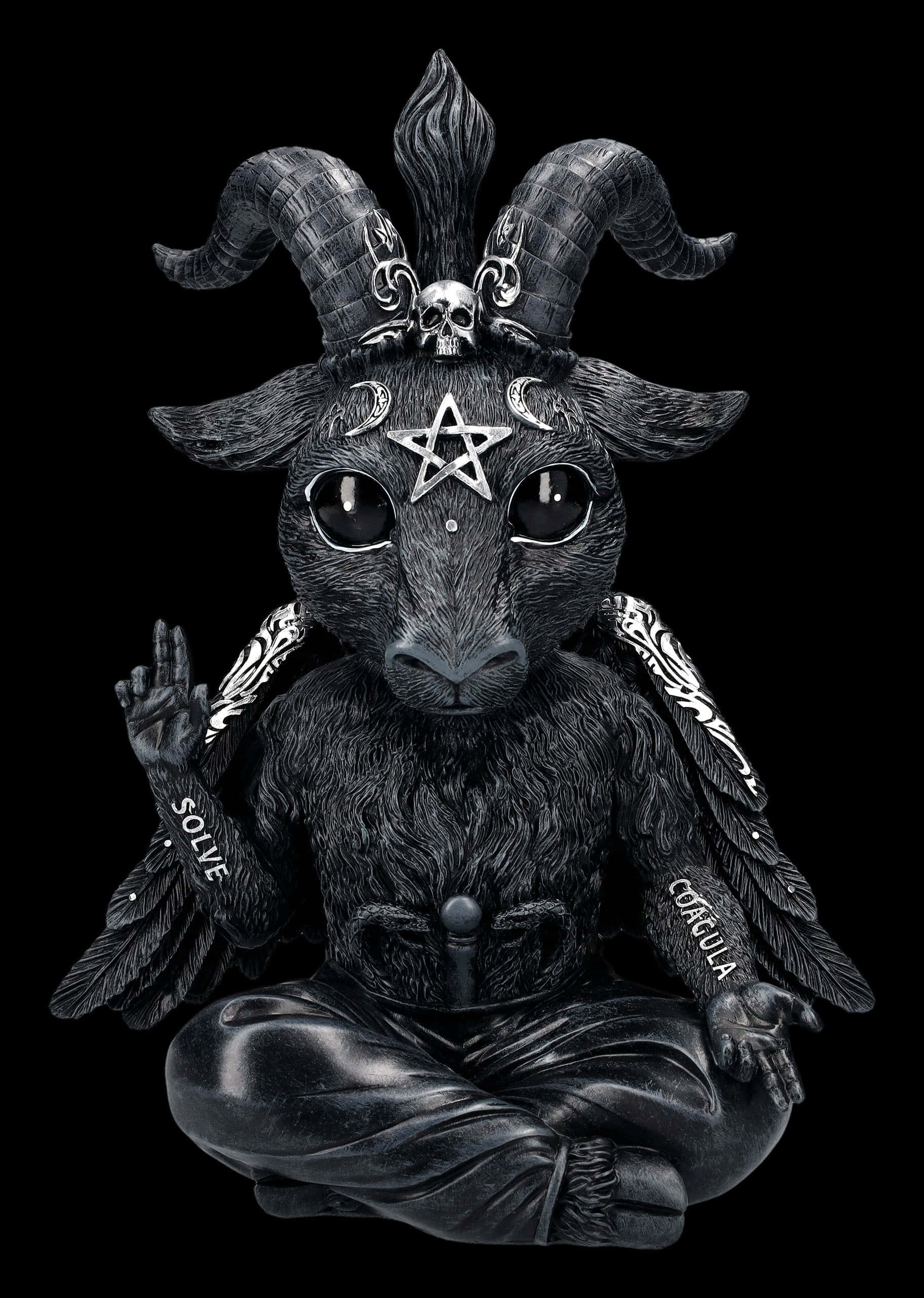 Baphomet, horned goat-headed figure, pentagram, 2K Phone Wallpaper