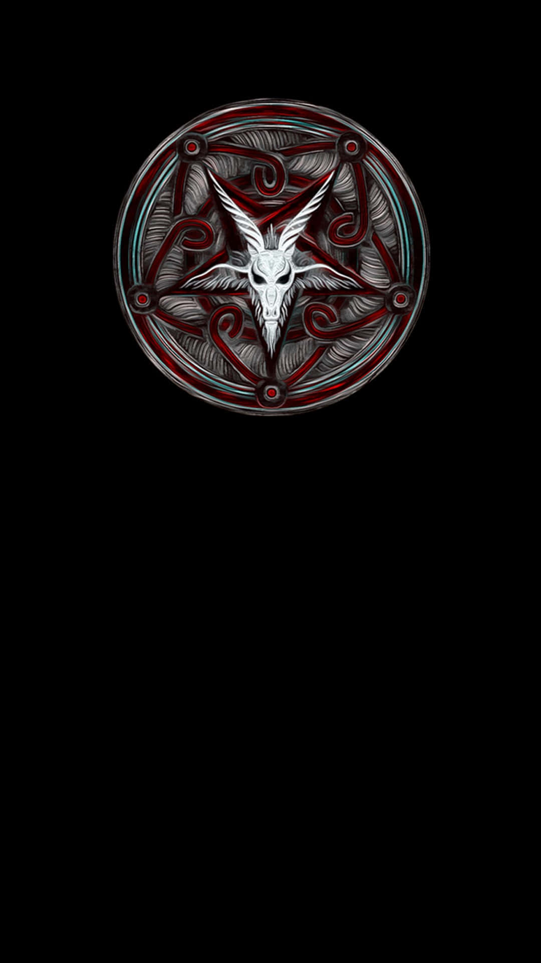 Baphomet, metallic pentagram, goat skull, Full HD Phone Wallpaper