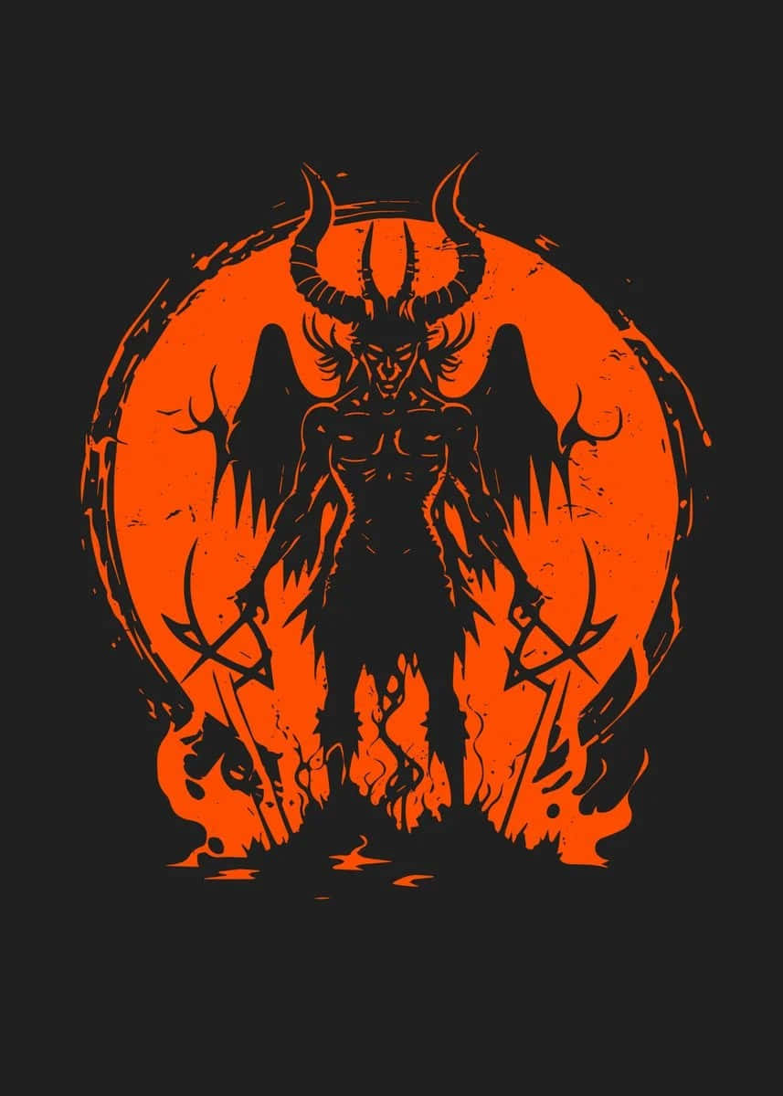 Baphomet, horned demon, wings, SD Phone Wallpaper