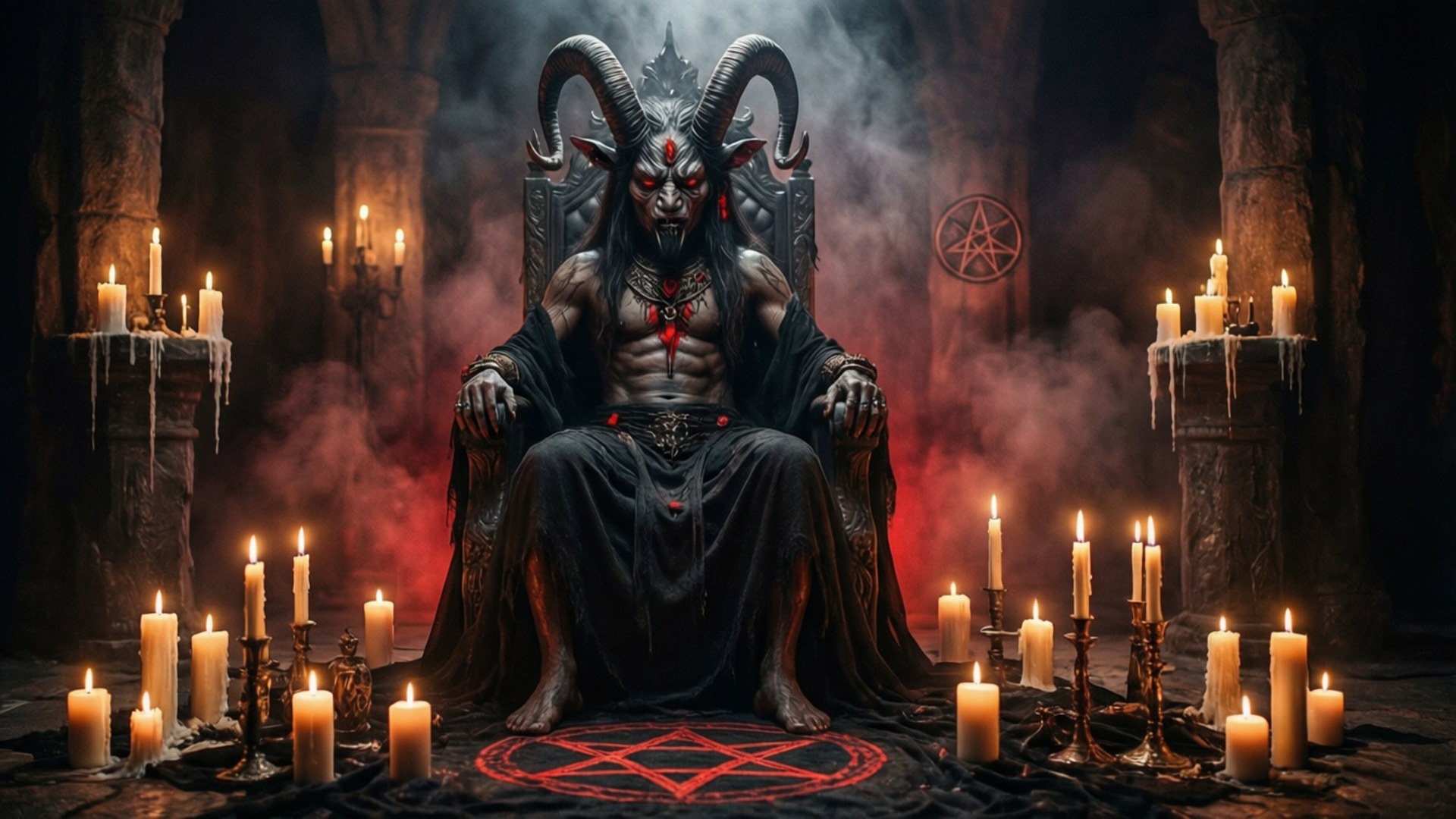Baphomet, occult ritual, pentagram, Full HD Desktop Wallpaper
