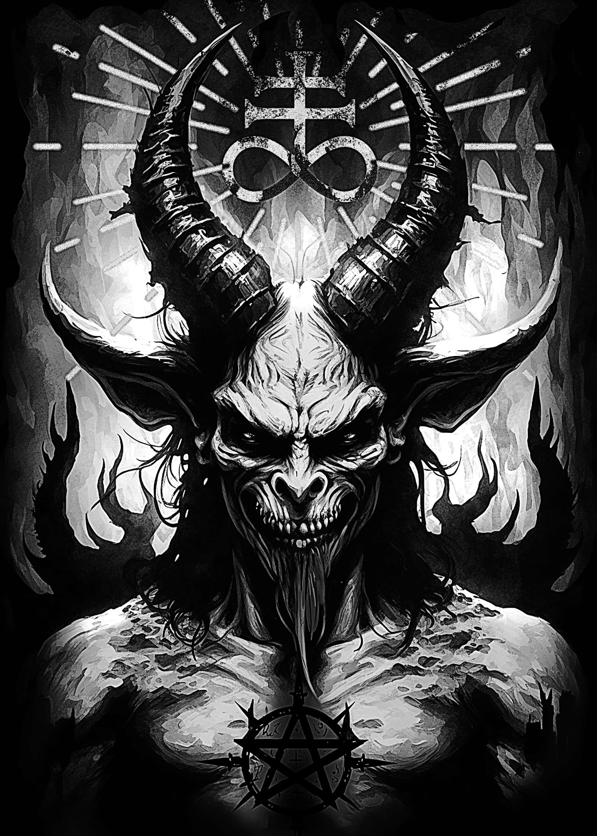 Baphomet, horned demon, skull face, 2K Phone Wallpaper