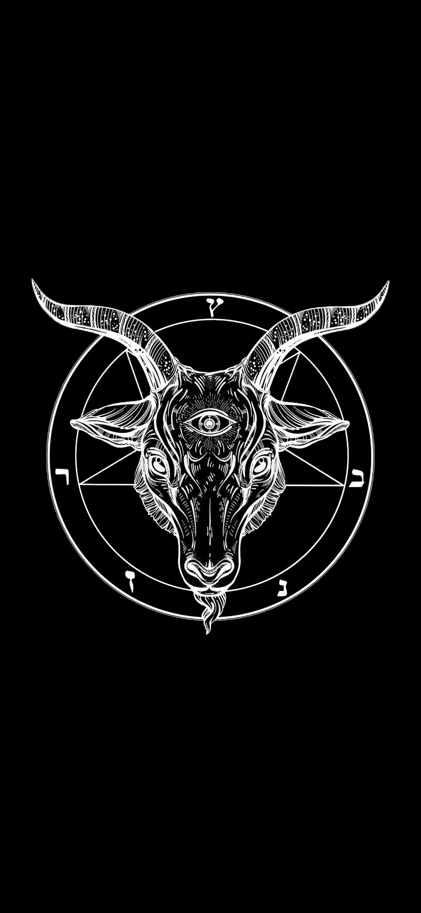 Baphomet, goat-headed figure, all-seeing eye, 2K Phone Wallpaper