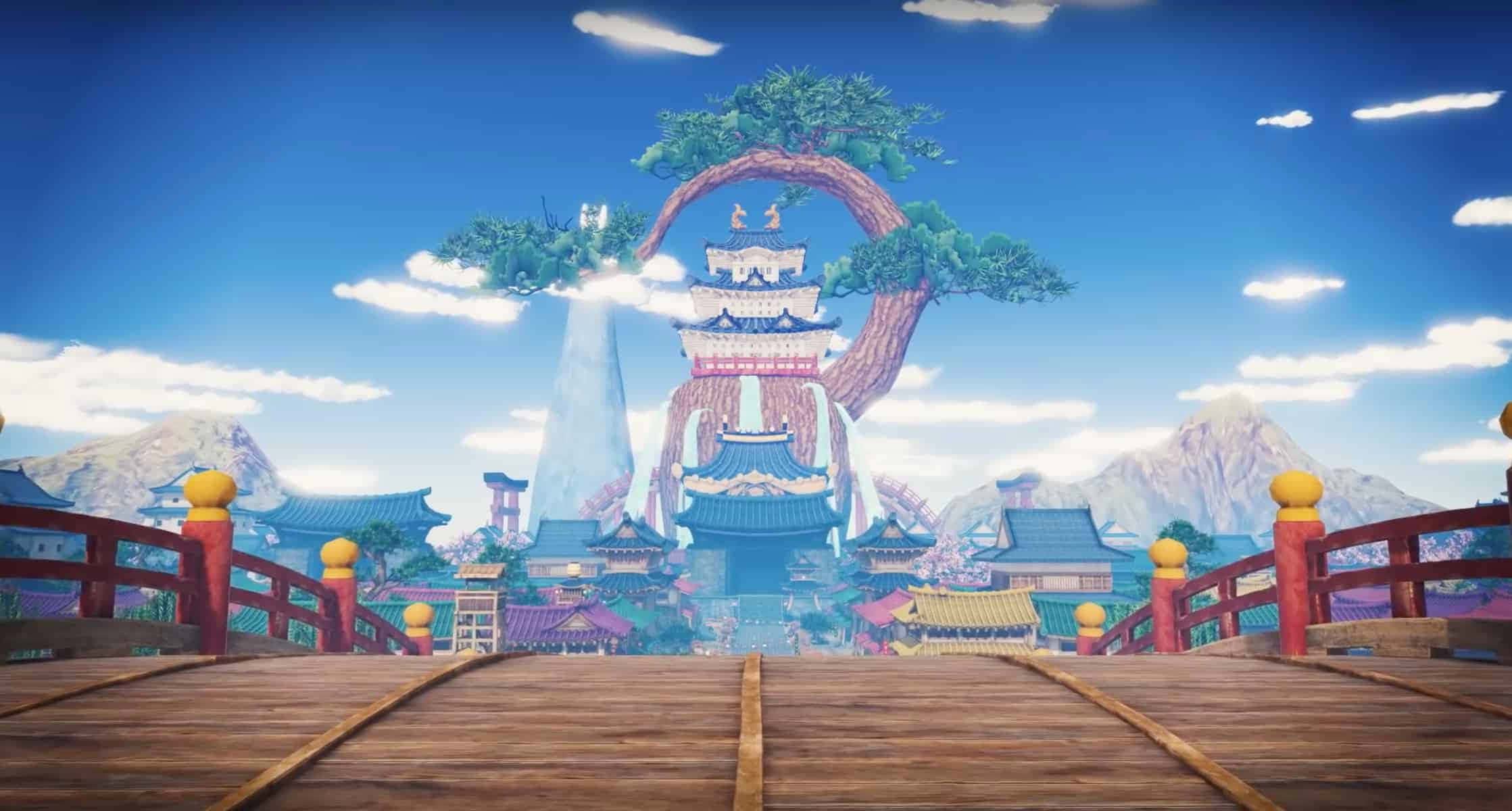 Baratie, anime-style bridge, mystical floating temple, Full HD Desktop Wallpaper