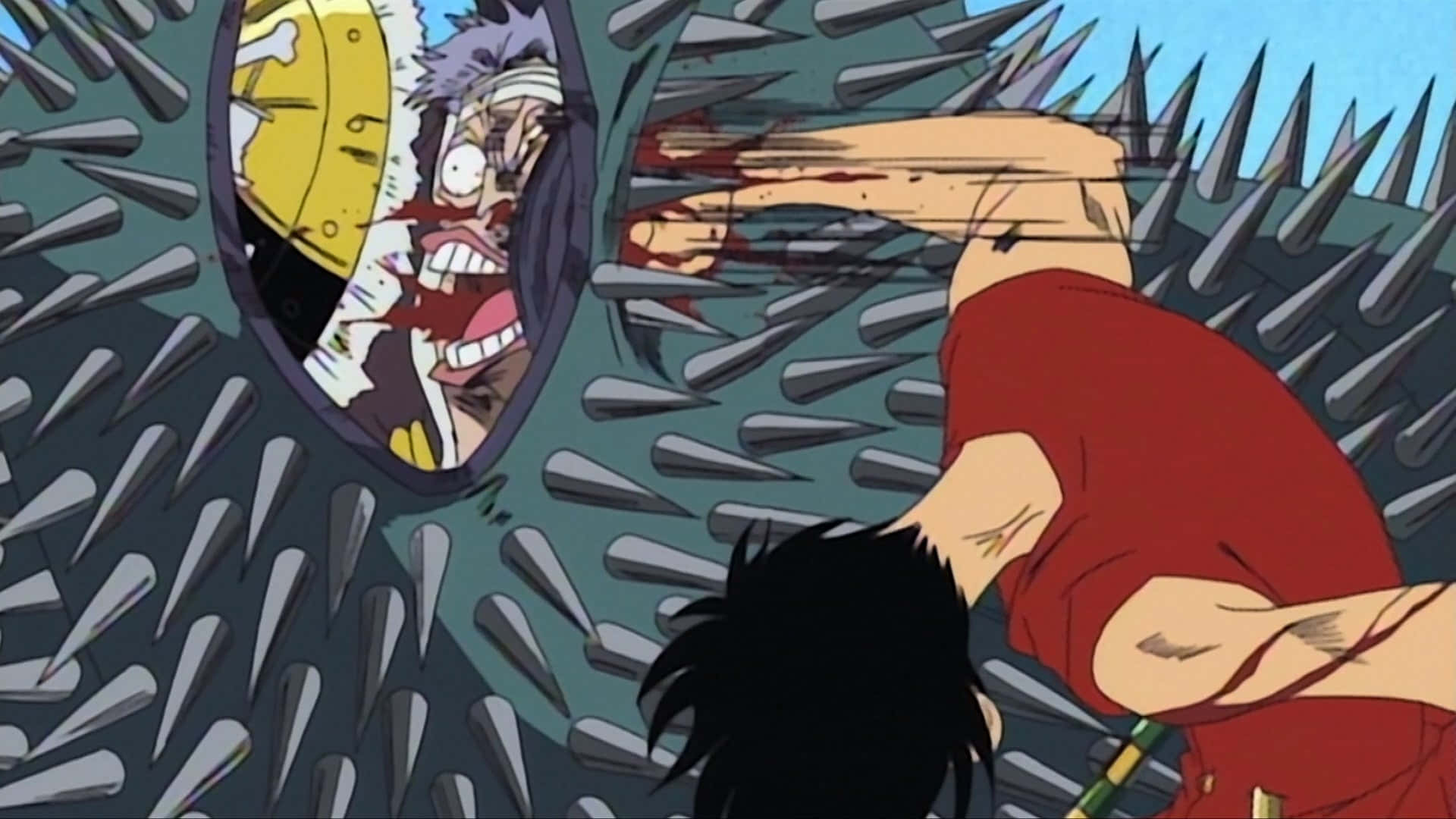 Baratie, manga-style anime scene, red-shirted fighter, Full HD Desktop Wallpaper