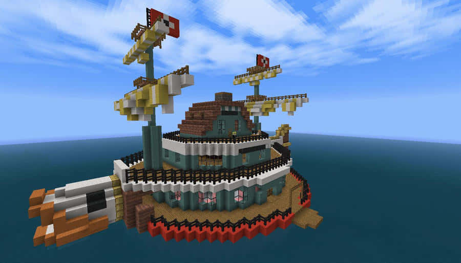 Baratie, pirate ship, house on its deck, SD Desktop Wallpaper