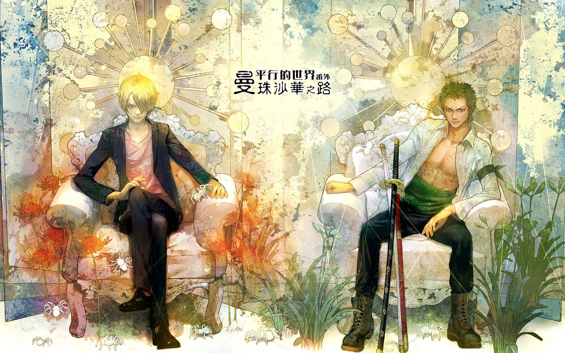 Baratie, anime men, ornate chairs, Full HD Desktop Wallpaper