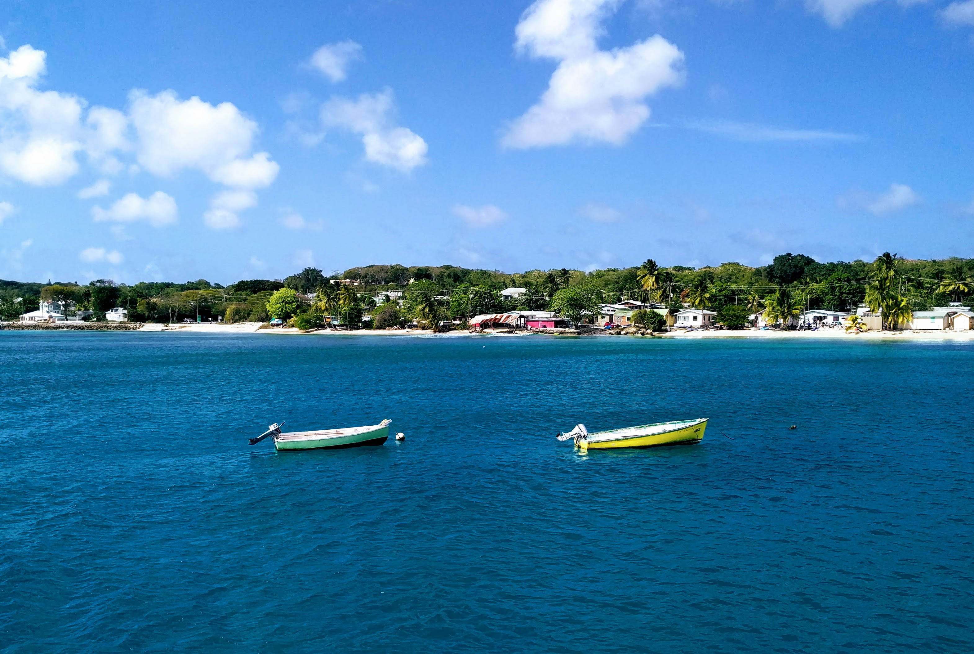 Barbados, two boats, turquoise waters, 2K Desktop Wallpaper