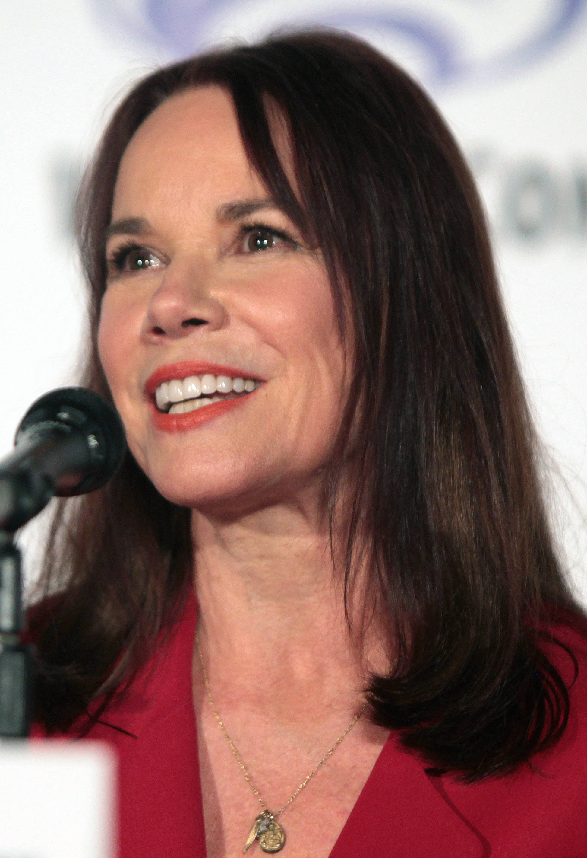 Barbara Hershey, dark hair, red lipstick, 2K Phone Wallpaper