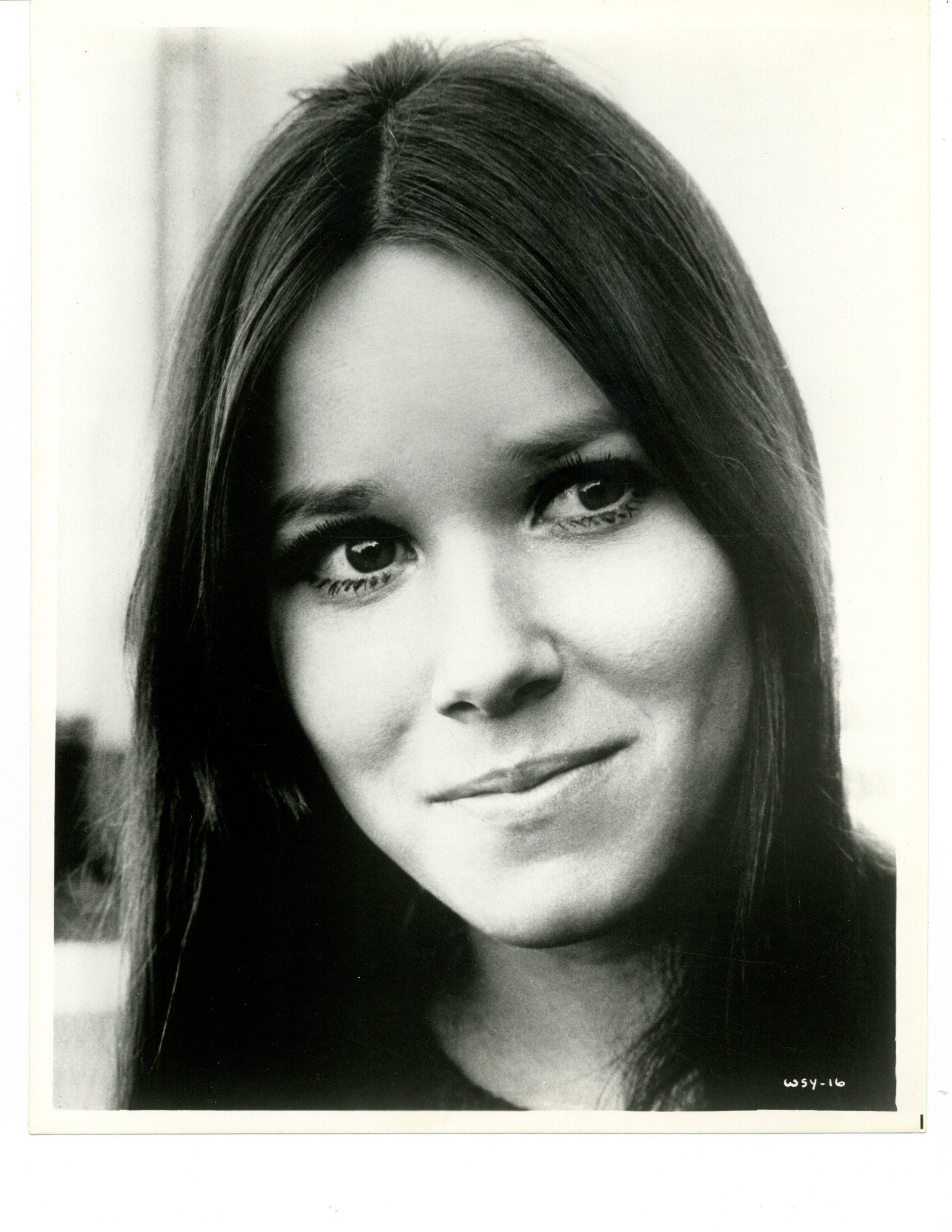 Barbara Hershey, black and white portrait, long dark hair, 2K Phone Wallpaper